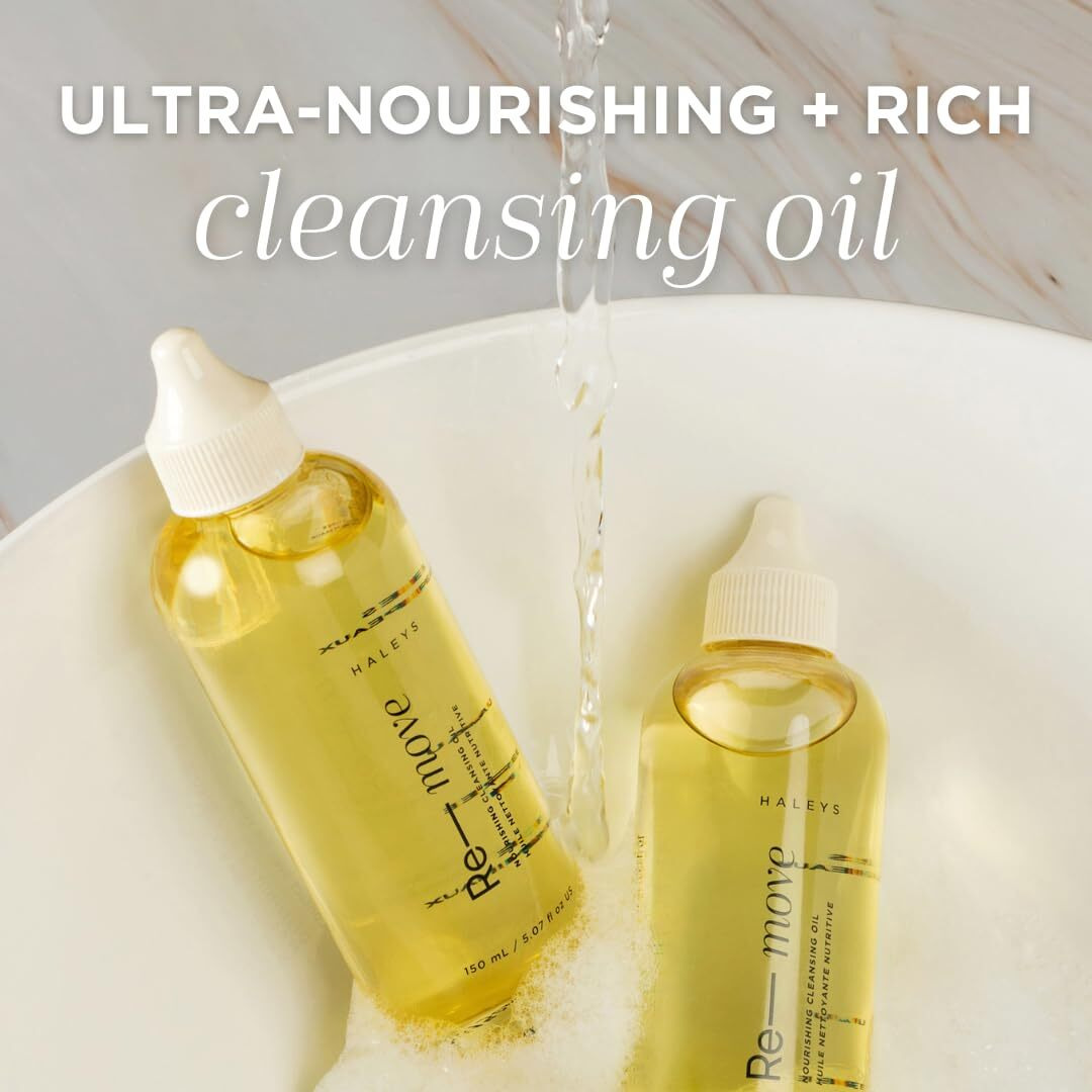 Haleys Cleansing Oil, Vegan Korean Formula, Removes Waterproof Makeup, Sunscreen, Impurities, Unclog Pores, Gentle & Nourishing Makeup Removal With Olive Oil & Vitamin E - All Skin Types (Sensitive)