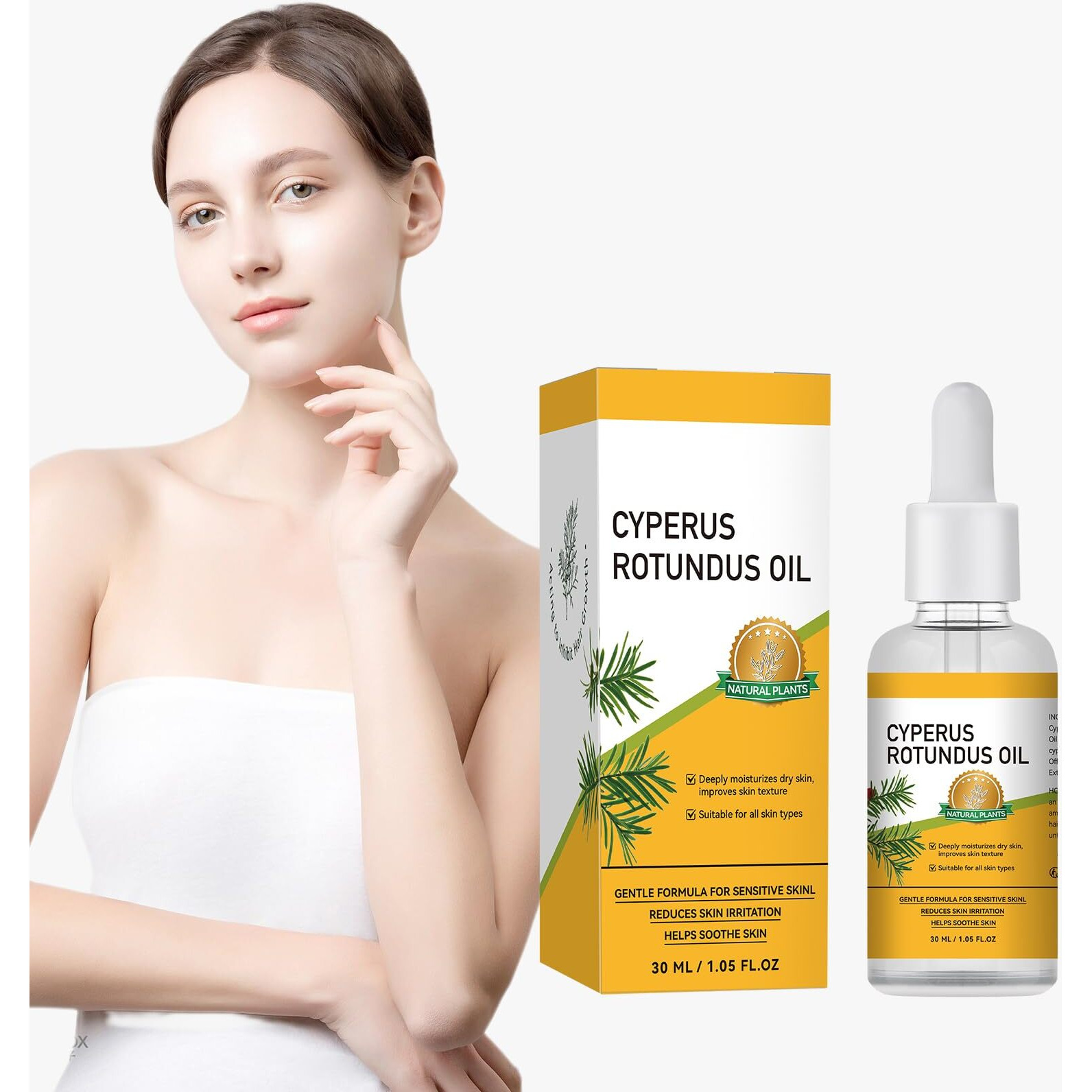 Cyprus Rotundus Oil, 2 Pcs Cyperus Rotundus Oil For Hair Removal 100% Natural Cyprus Oil With Dropper, Reduces Hair Growth, Soothes Skin Care For Men & Women, 2.1 Fl Oz