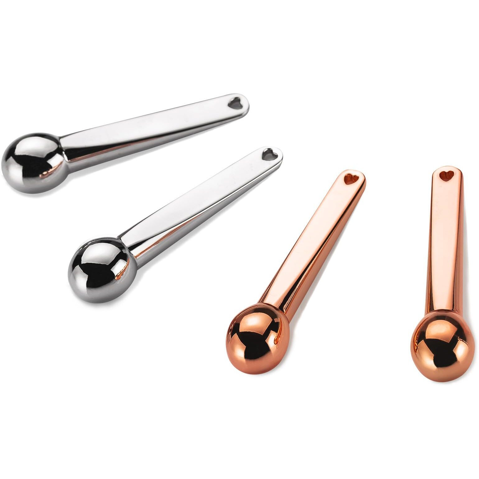 Lisapack 4 Pack Metal Eye Cream Applicator, Eye Serum Roller Ball Massager Stick For Reduce Depuffer, Massage (Silver&Rose Gold)