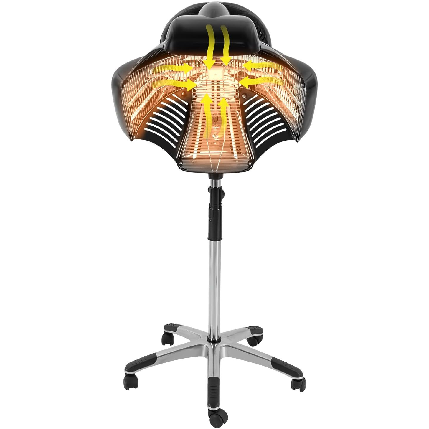 Hair Oil Heater,1800 W 110 V Free-Stand Hair Dryer With Universal Wheels,Perm Processor Stand Hair Dyeing For Hair Care,Dyeing,Oil Treatment (Black 3)