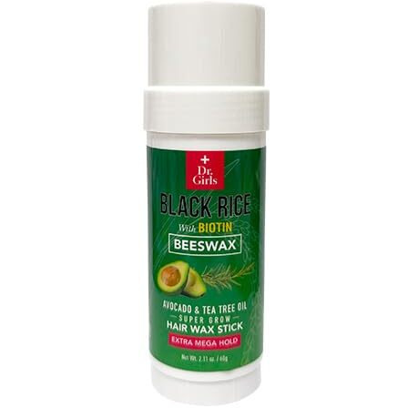 Dr.Girls Rice Water Extra Mega Hold Hair Beeswax Stick 2.11Oz/ 60G (Avocado & Tea Tree Oil)