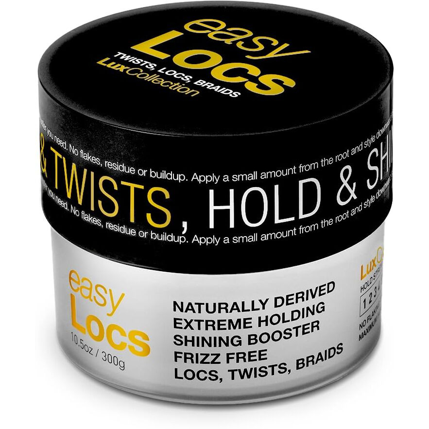 Lux Collection Easy Locs For Twists Locs Braids With Castor Oil, Keratin, Biotin, And Olive Oil - Naturally Derived, Extreme Holding, Shine Booster, Frizz Free, 10.58 Ounce, Easylocs