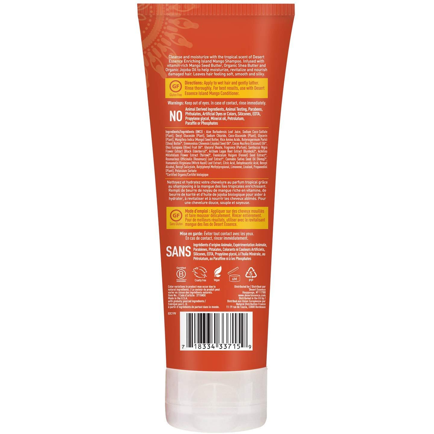 Desert Essence Island Mango Shampoo & Conditioner Bundle - 8 Fl Ounce - Enriching - Shea Butter - Jojoba Oil - Smooth & Silky - Soft & Healthy