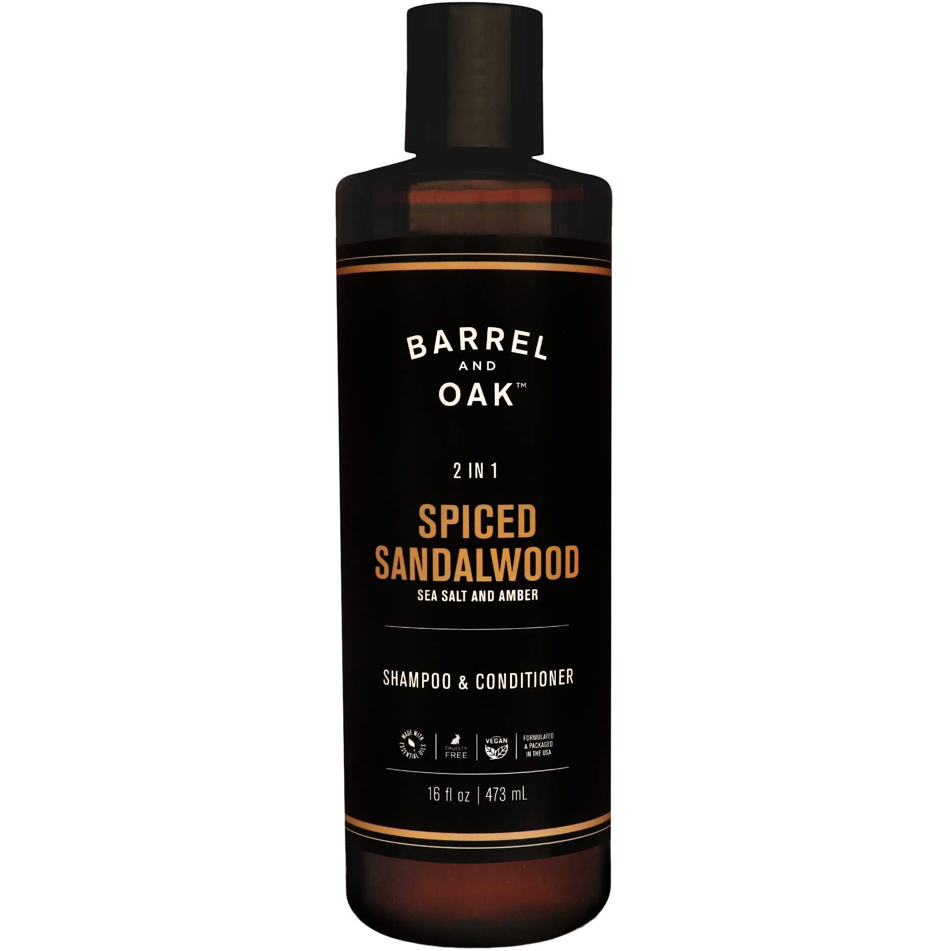 Barrel And Oak - Shampoo & Conditioner Set, Moisturizing Shampoo/Conditioner Set For Men, Fragrant Amber Scent, Made With Hydrating Argan Oil, Certified Organic (Spiced Sandalwood, 16Oz)