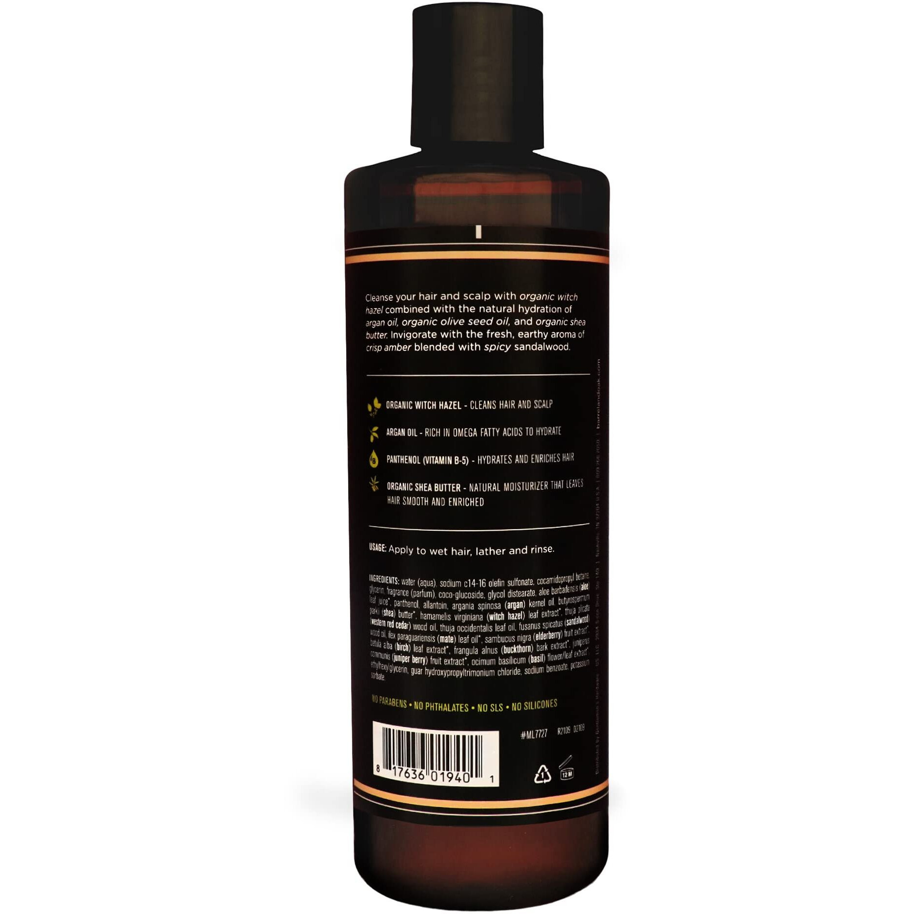 Barrel And Oak - Shampoo & Conditioner Set, Moisturizing Shampoo/Conditioner Set For Men, Fragrant Amber Scent, Made With Hydrating Argan Oil, Certified Organic (Spiced Sandalwood, 16Oz)