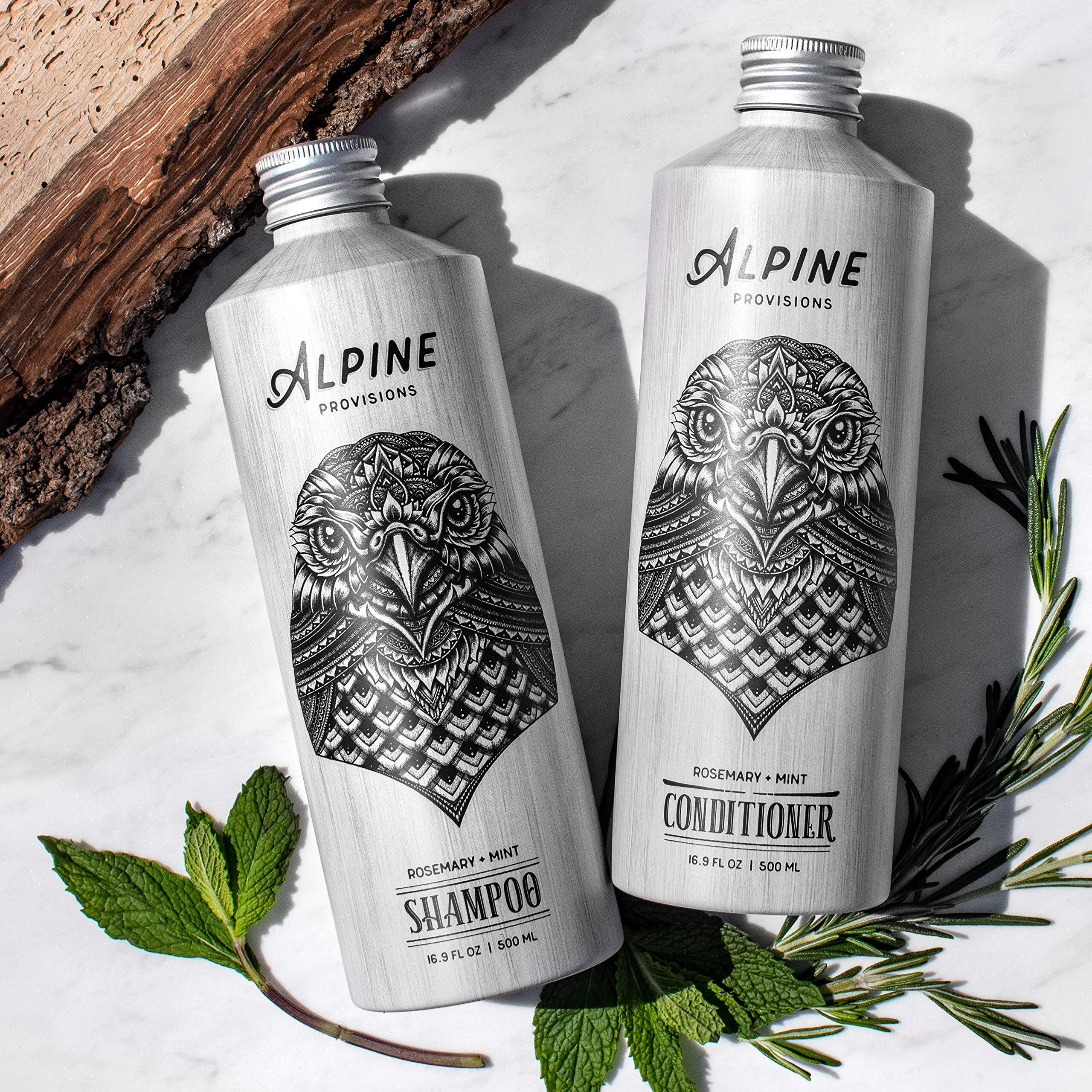 Alpine Provisions Rosemary & Mint Shampoo - Naturally Repair, Cleanse, And Hydrate With Essential Oils, Jojoba, Aloe Vera - Vegan, Sulfate & Plastic Free - Plant-Based Hair Care 16.9 Fl Oz