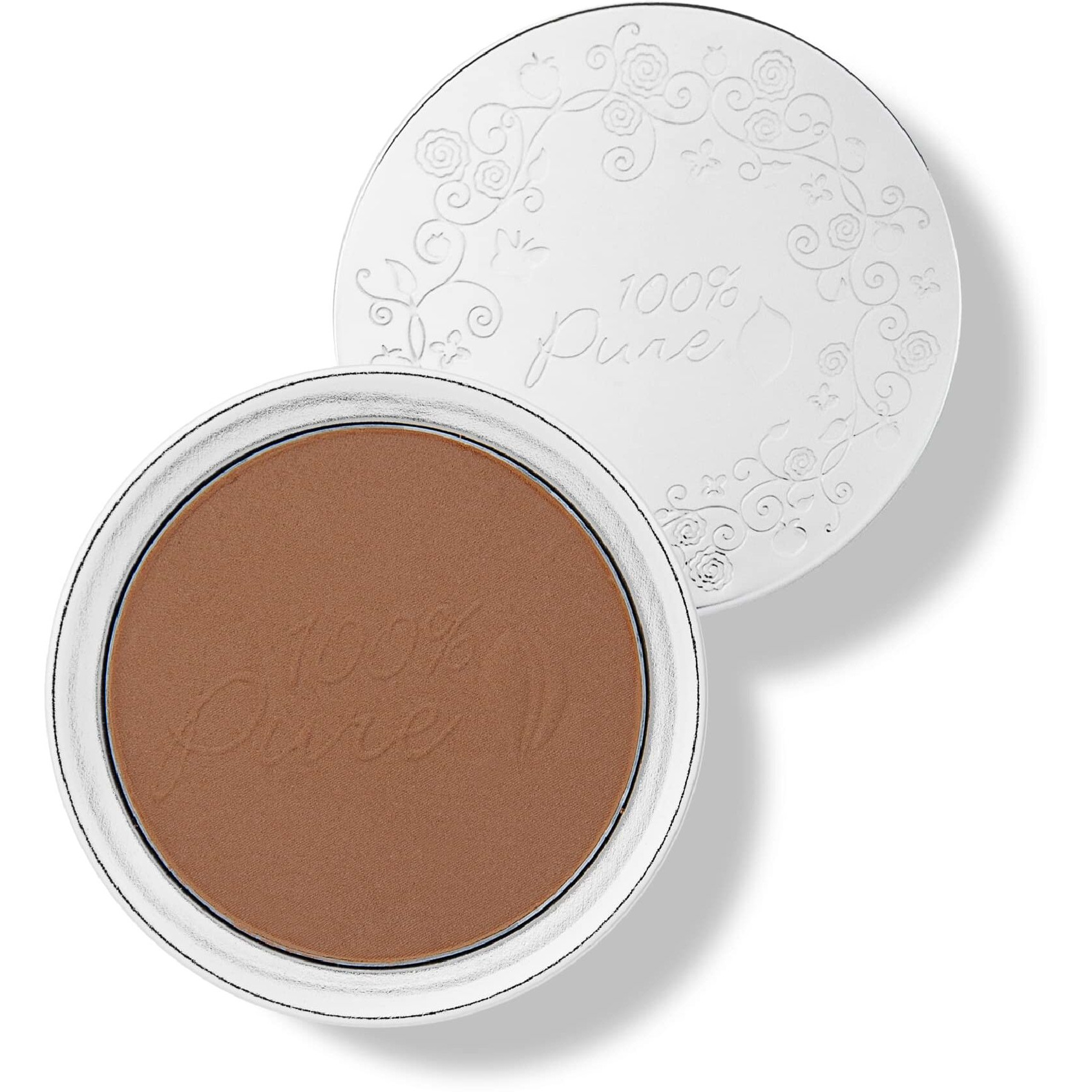 100% Pure Powder Foundation Matte Finish Face Makeup - Oil Absorbing Pressed Poreless Concealer - Vegan Fruit Pigmented Mousse Color (Tan-Deep Shade W/Yellow Undertones) - 0.32 Oz