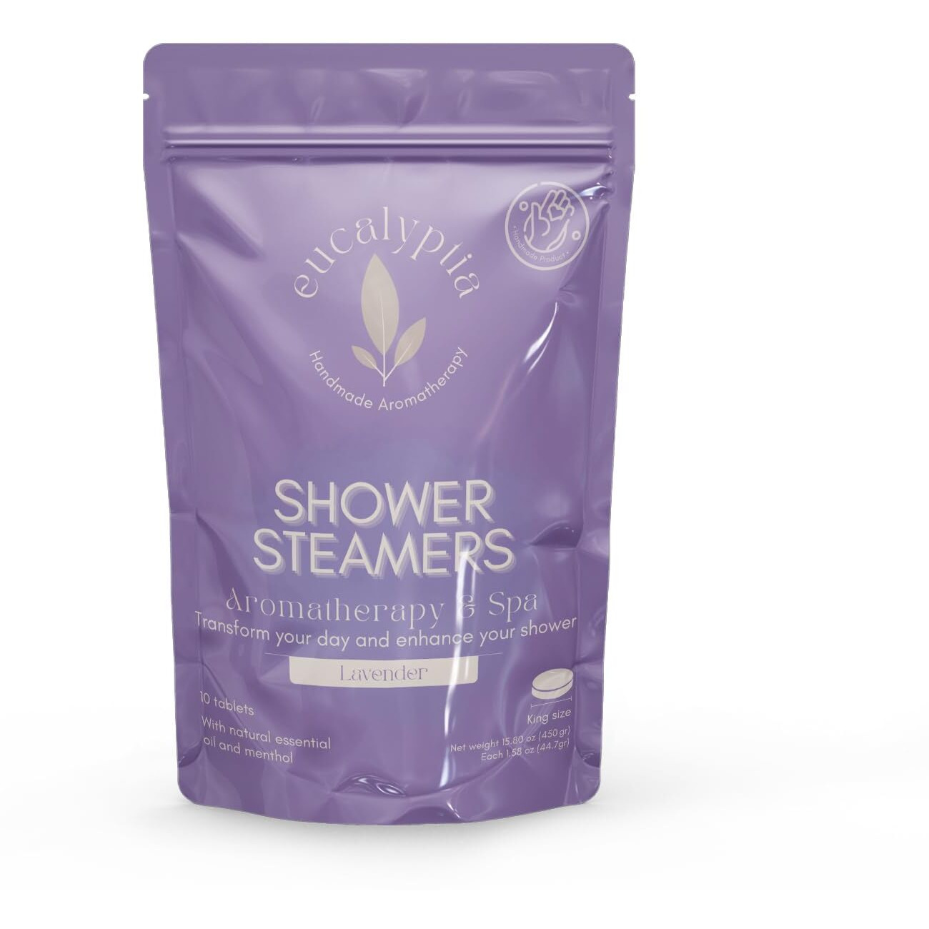 Eucalyptia - Lavanader Shower Steamers - 10 Pack Aromatherapy Tablets For Relaxation, Stress Relief, Handmade Natural Essential Oils, Spa Shower Tablets, Perfect Birthday Gifts For Women (Lavender)