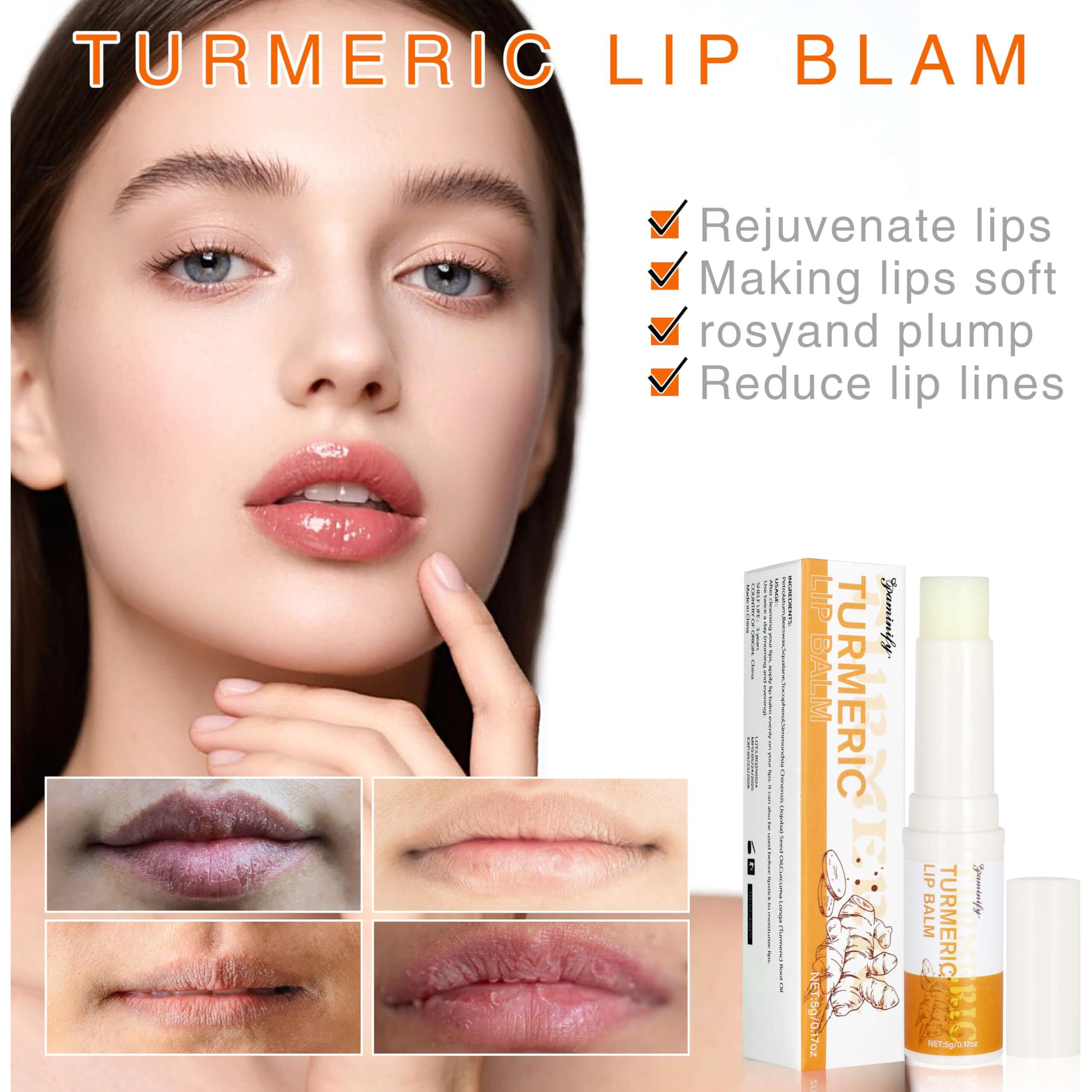 Turmeric Lip Balm For Smokers With Root Oil - Brightening For Dark Lips, Long-Lasting Moisturizer For Dry, Cracked, And Dull Lips - All Natural Hydrating Skin Care, 2 Pcs