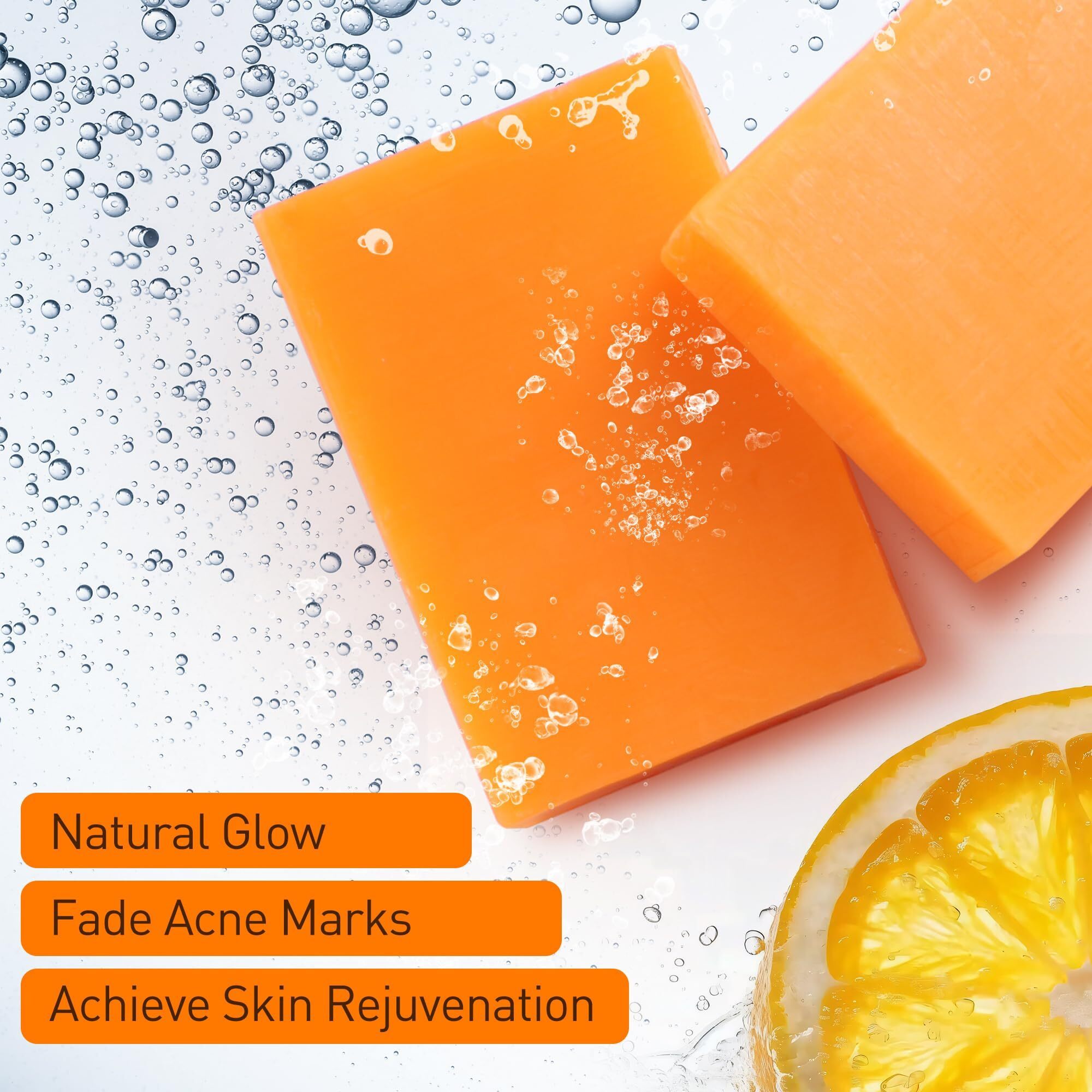 Palficab Natural Soap With Papaya & Lemon, Exfoliating Bar Soap For Men & Women, Smooth & Moisturizing Lather With Coconut Oil & Shea Butter, Cruelty-Free, Cleanses & Smooths, Gifts For Women, 2 Bars