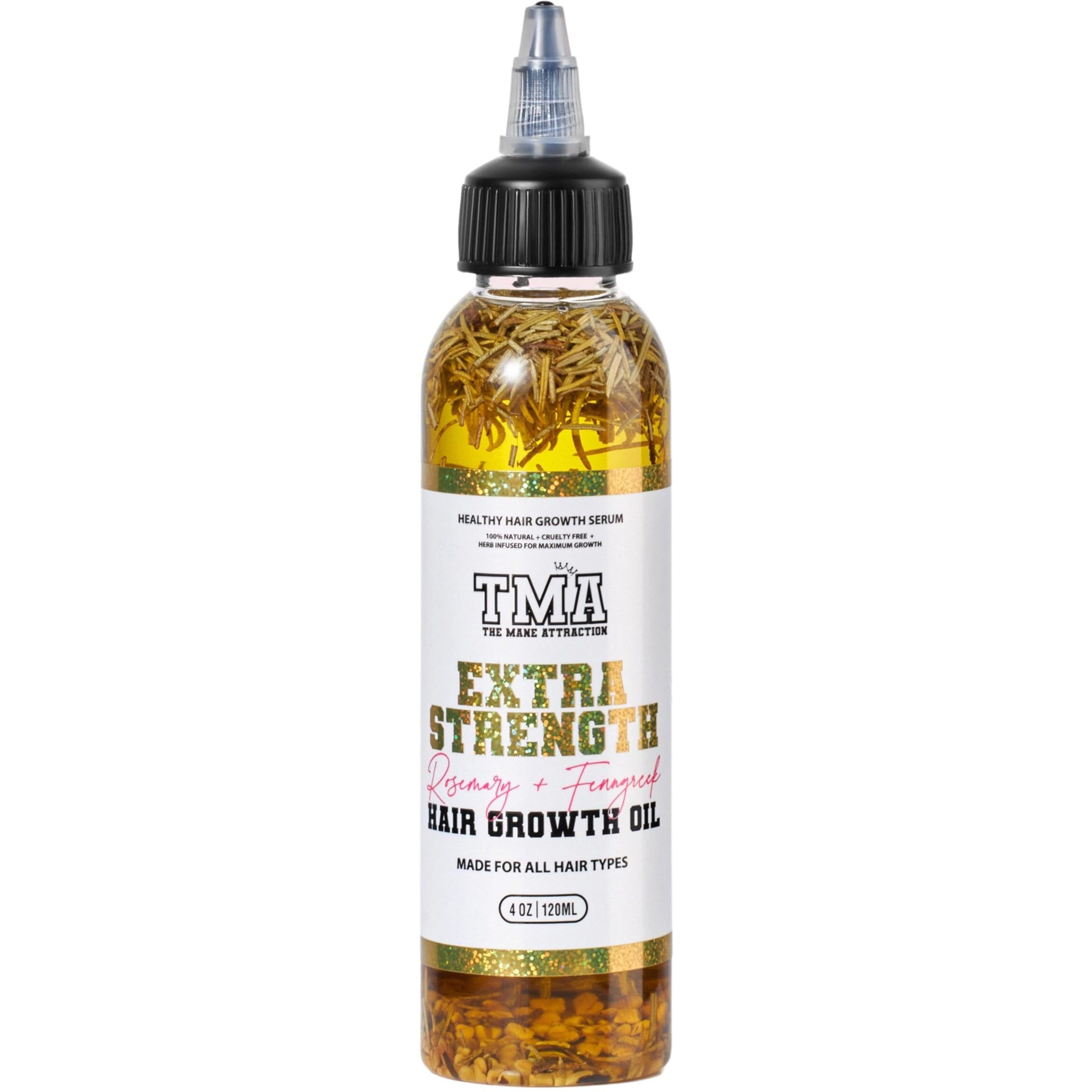 The Mane Attraction Extra Strength Rosemary + Fenugreek Herbal Hair Growth Oil | Infused With Castor Oil For All Hair Types