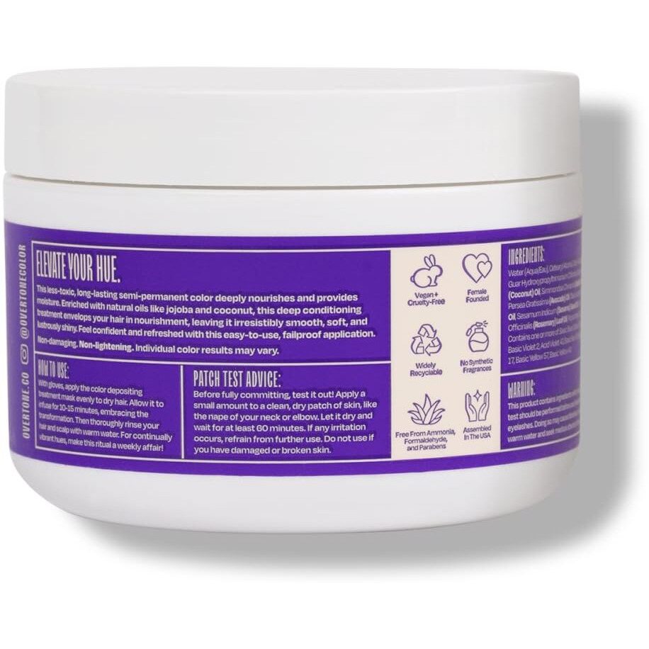 Overtone Color Depositing Semi-Permanent Hair Dye Conditioner - 8 Oz For Natural & Color-Treated Hair, Moisturizing Shea Butter & Coconut Oil - Vegan & Cruelty-Free, Vivid Violet