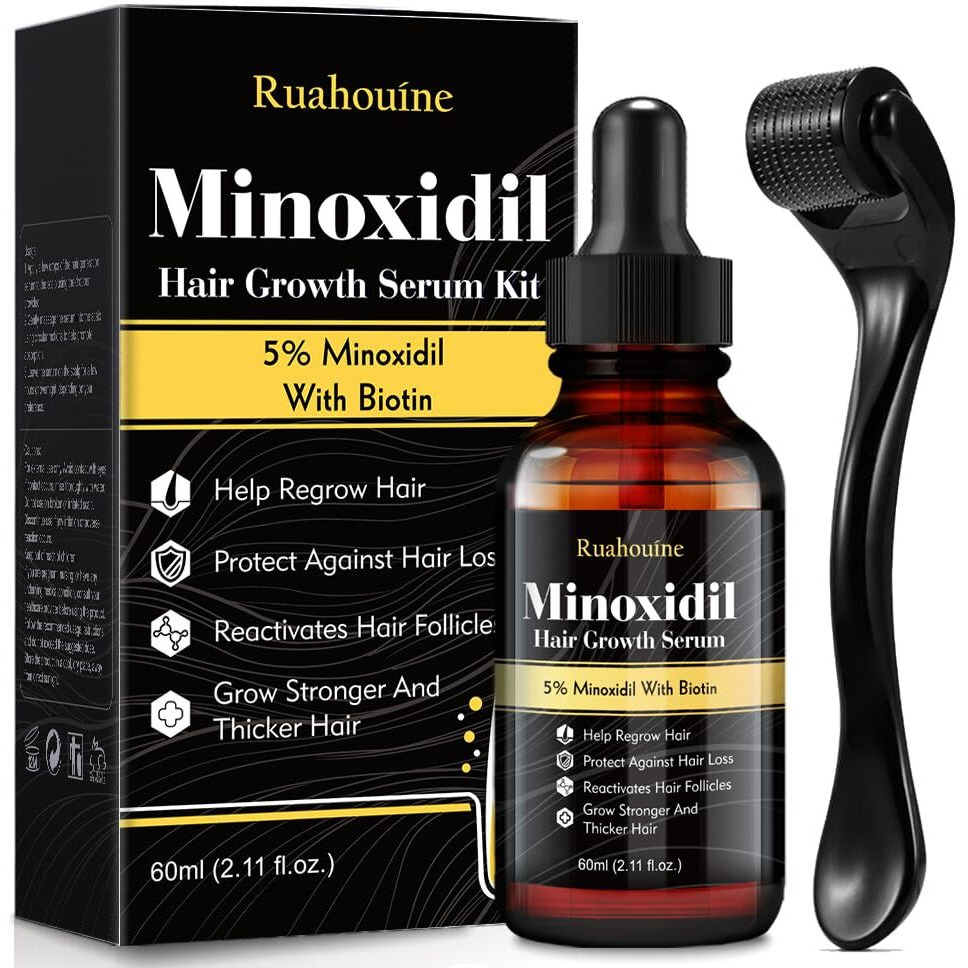 5% Minoxidil Hair Regrowth Oil For Men And Women - Extra Strength Topical Serum For Hair Loss, Promotes Thicker, Healthier Hair And Beard Growth Kit, 2.11 Fl.Oz