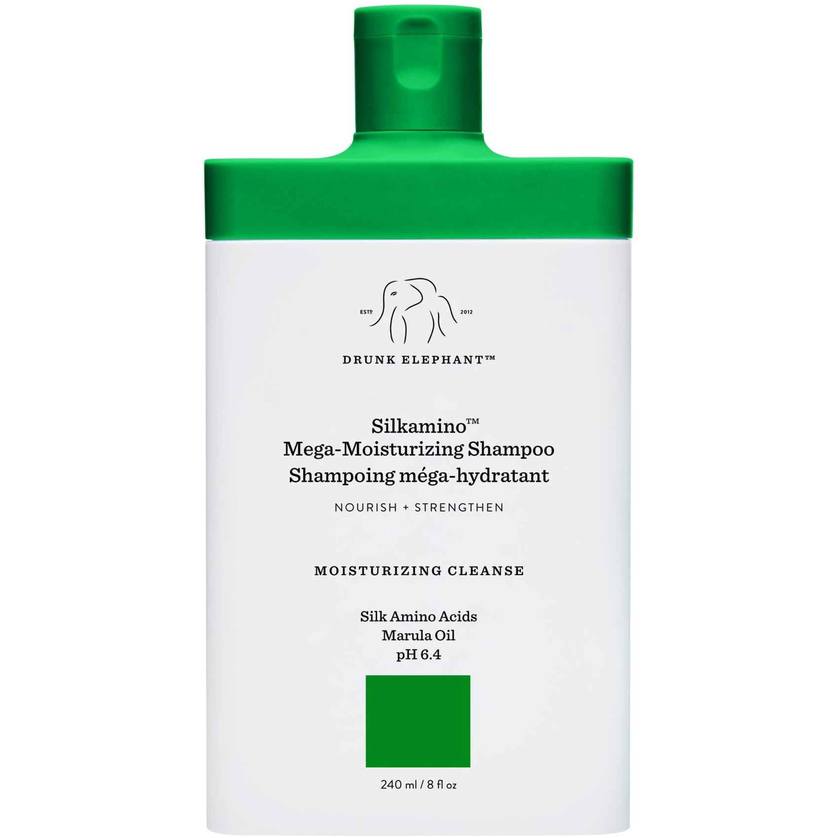 Drunk Elephant Silkamino Mega-Moisturizing Shampoo - 240 Ml/8 Fl Oz - Silk Amino Acids - Clean Clinical - Sulfate-Free - Cruelty-Free - Dermatologist-Tested - Free Of Essential Oils, Silicones, Sls