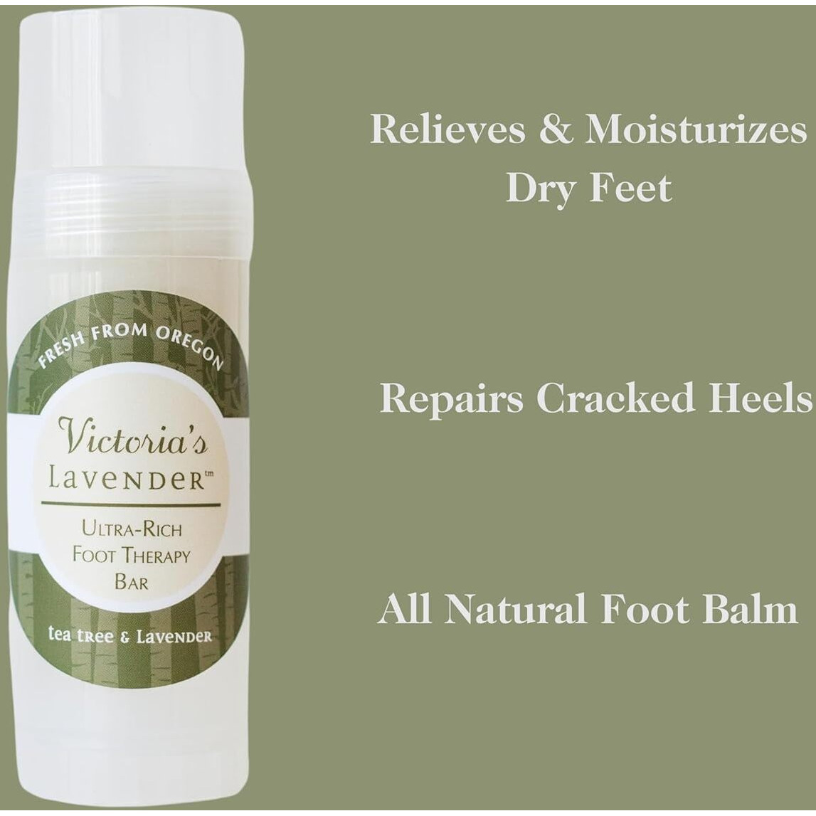 Victoria's Lavender Ultra Rich Foot Balm For Dry Cracked Feet - Heel Repair & Softener With Tea Tree Oil & Lavender - Dry Heels Treatment For Women & Men - Made In Usa Foot Balm Stick - 2 Pack (2.5Oz)