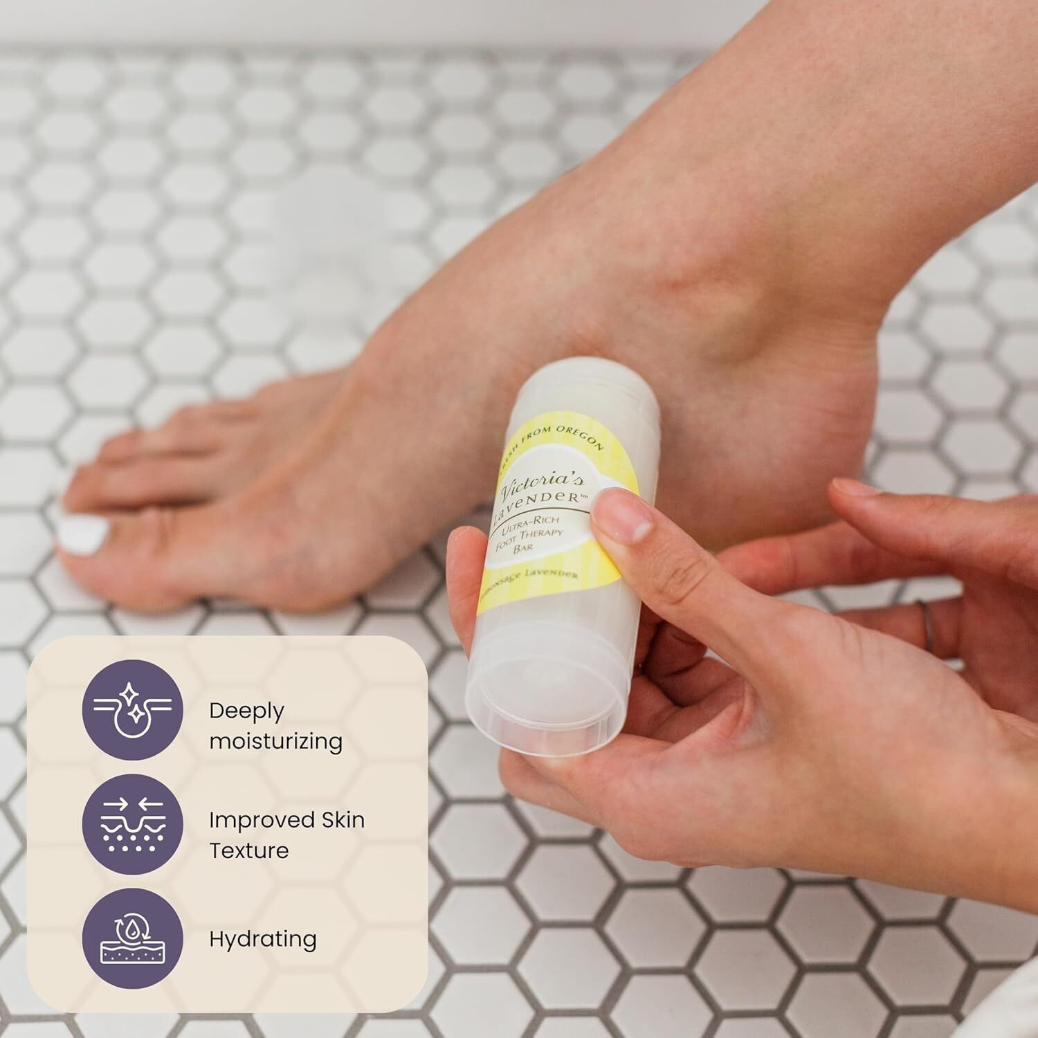Victoria's Lavender Ultra Rich Foot Balm For Dry Cracked Feet - Heel Repair & Softener With Tea Tree Oil & Lavender - Dry Heels Treatment For Women & Men - Made In Usa Foot Balm Stick - 2 Pack (2.5Oz)