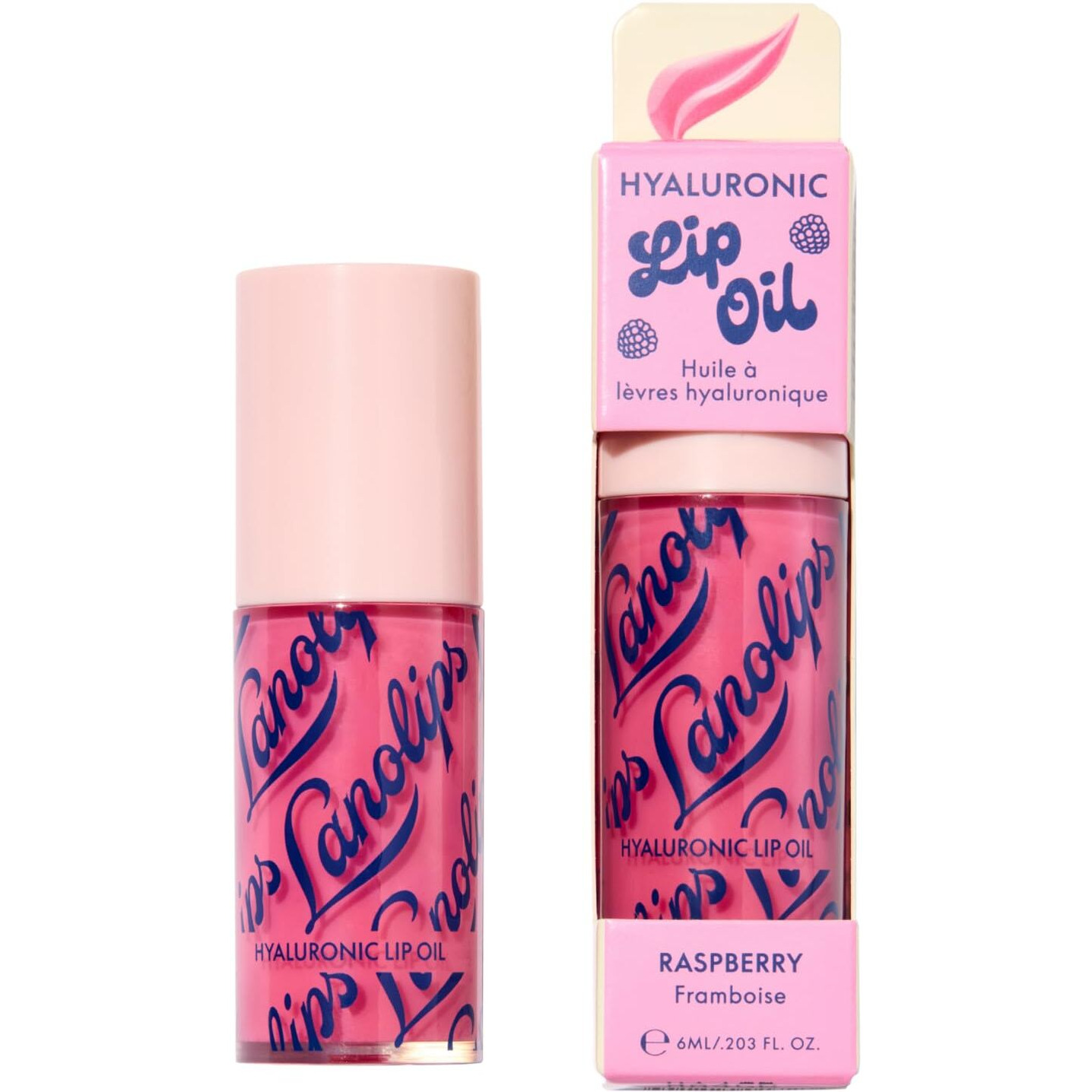 Lanolips Hydrating Lip Oil - Plumping Lip Gloss Infused With Lanolin Oil, Hyaluronic Acid & Vitamin E - Non-Sticky, Glossy Finish Beauty Products - Raspberry (0.2 Fl Oz)