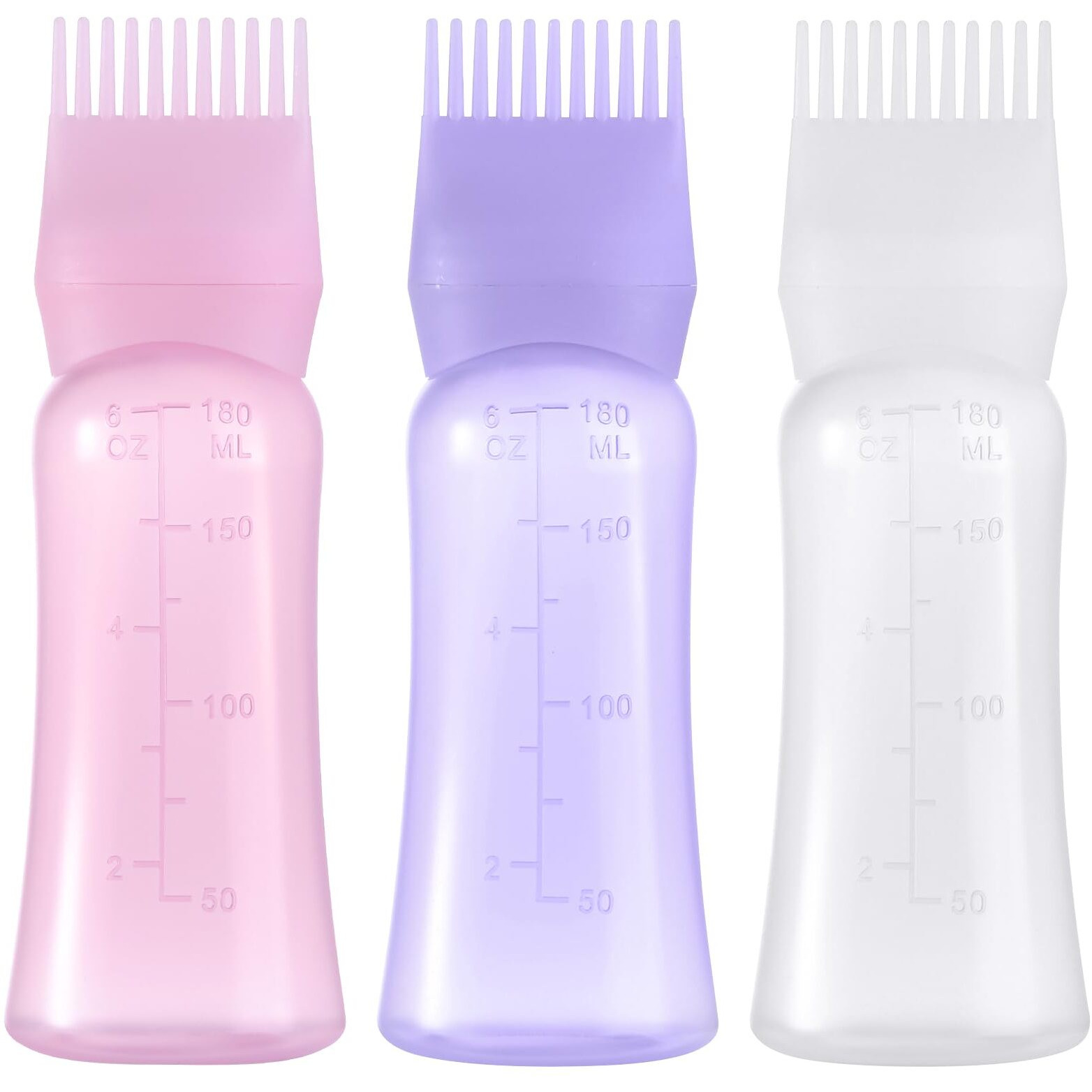 Root Comb Applicator Bottle 6 Ounce Hair Oil Applicator For Hair Dye, Hair Oiler Comb Bottle With Graduated Scale