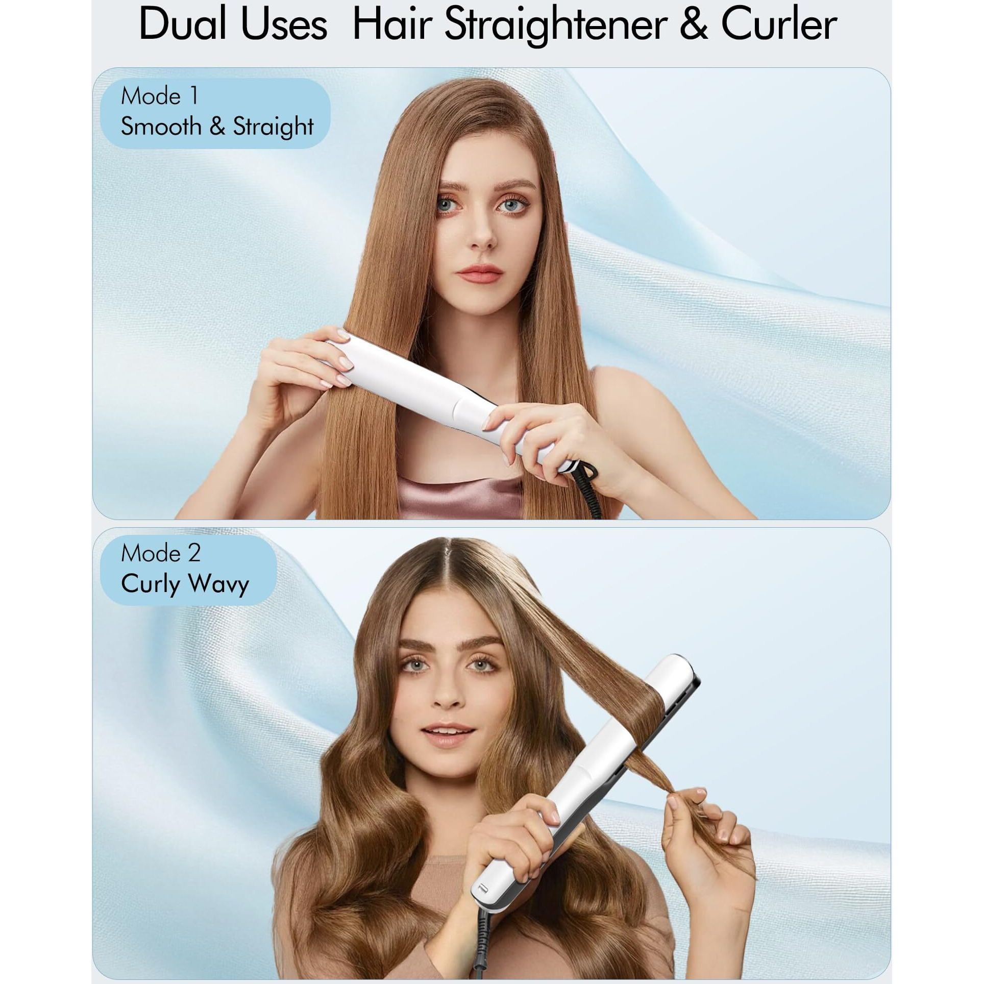 Betahouse Flat Iron Hair Straightener And Curler 2 In 1 With Cooling Air Vents And Add Essential Oil, 1 Inch Titanium Straightening Curling Iron Airflow Styler 3 Temp Up To 450 Dual Voltage