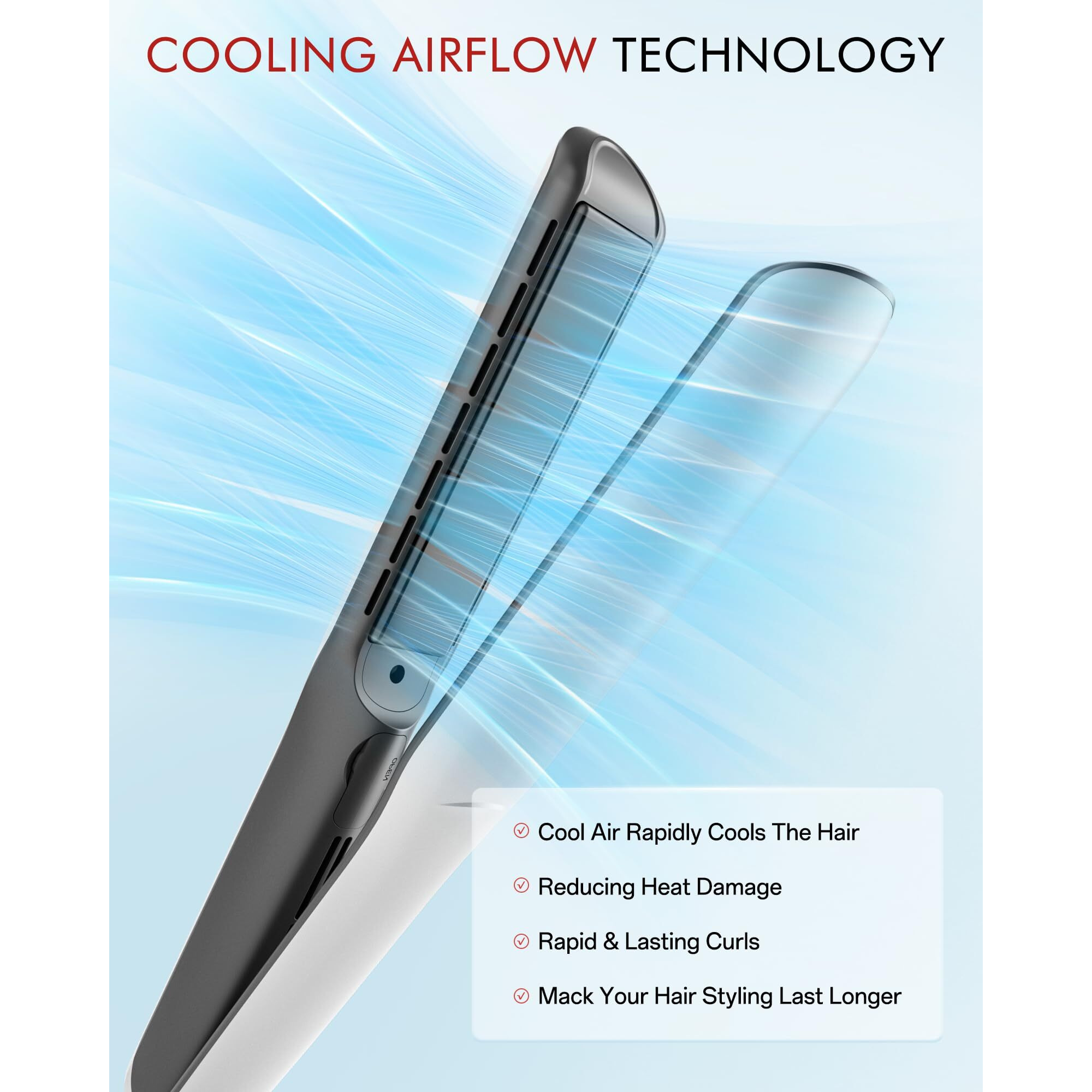 Betahouse Flat Iron Hair Straightener And Curler 2 In 1 With Cooling Air Vents And Add Essential Oil, 1 Inch Titanium Straightening Curling Iron Airflow Styler 3 Temp Up To 450 Dual Voltage