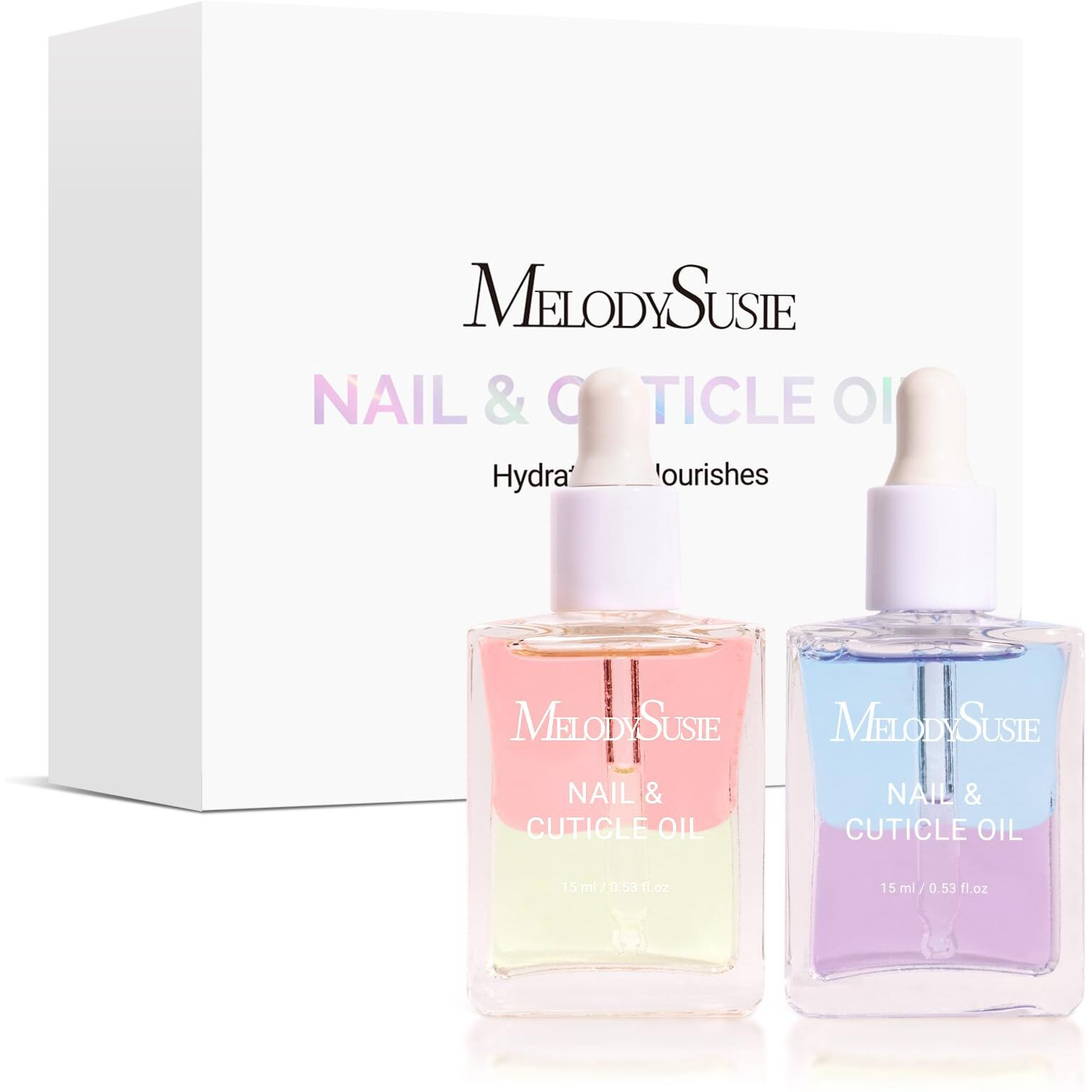 Melodysusie 2Pcs Cuticle Oil,Nail Strengthener With Jojoba & Vitamin E, Nail Growth That Repairs Cuticles & Promotes, Moisturizes & Conditions Dry Skin,15Ml Rose And Lavender