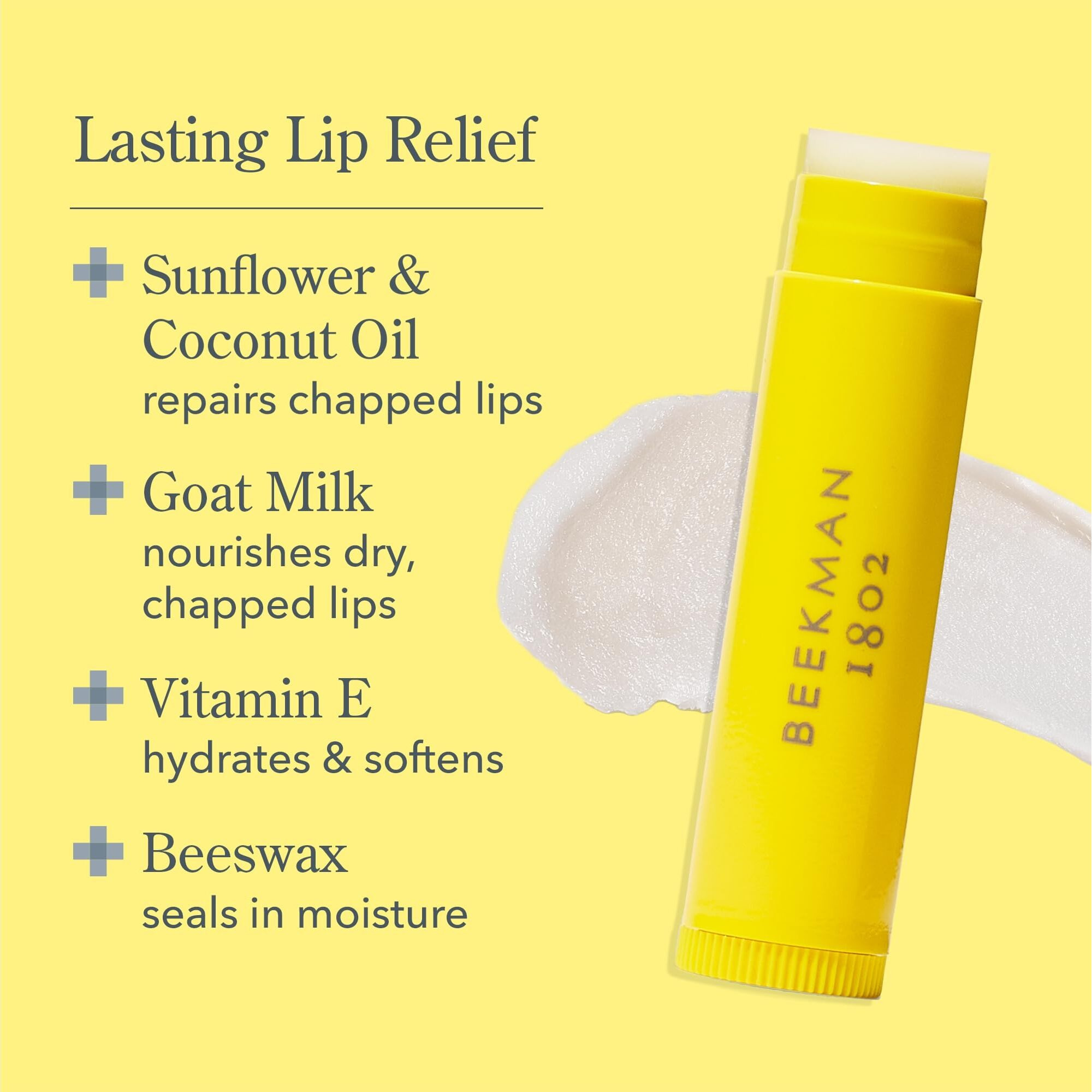 Beekman 1802 Lilac Dream Lip Balm - 0.15 Oz - Scented - Hydrates, Softens & Repairs - With Goat Milk, Beeswax & Sunflower Oil - Good For Sensitive Skin - Cruelty Free