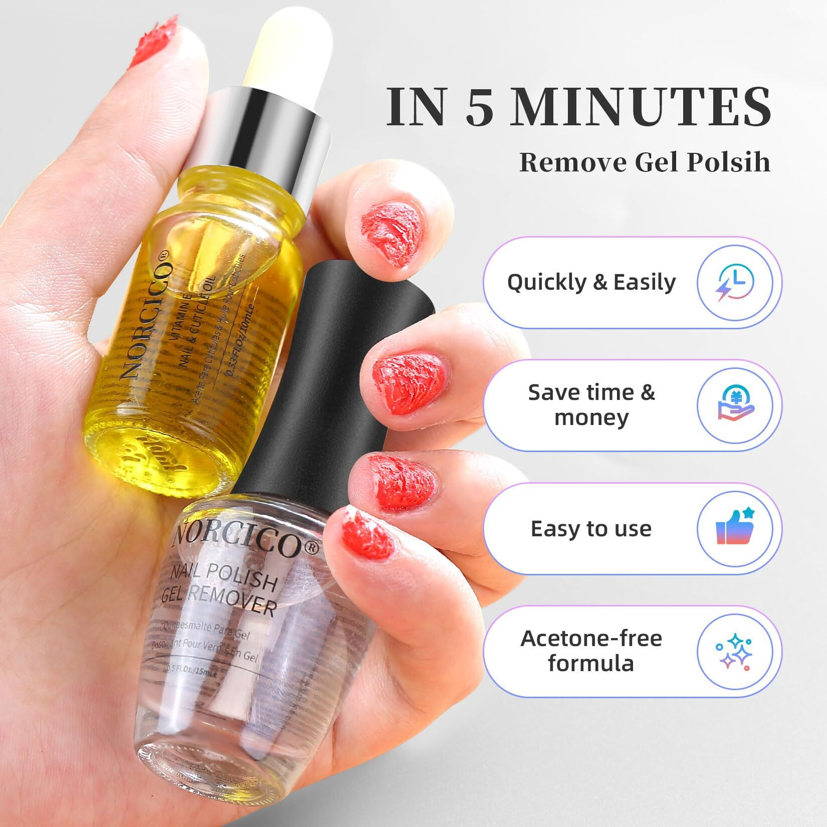 Gel Polish Remover (15Ml), Cuticle Oil (10Ml) & Essential Tools, Fast-Acting, Low Odor Gel Remover For Nails In 2-5 Minutes, Gentle Nourishing Treatment For Healthy Nails - Salon-Pro Home Manicure Kit