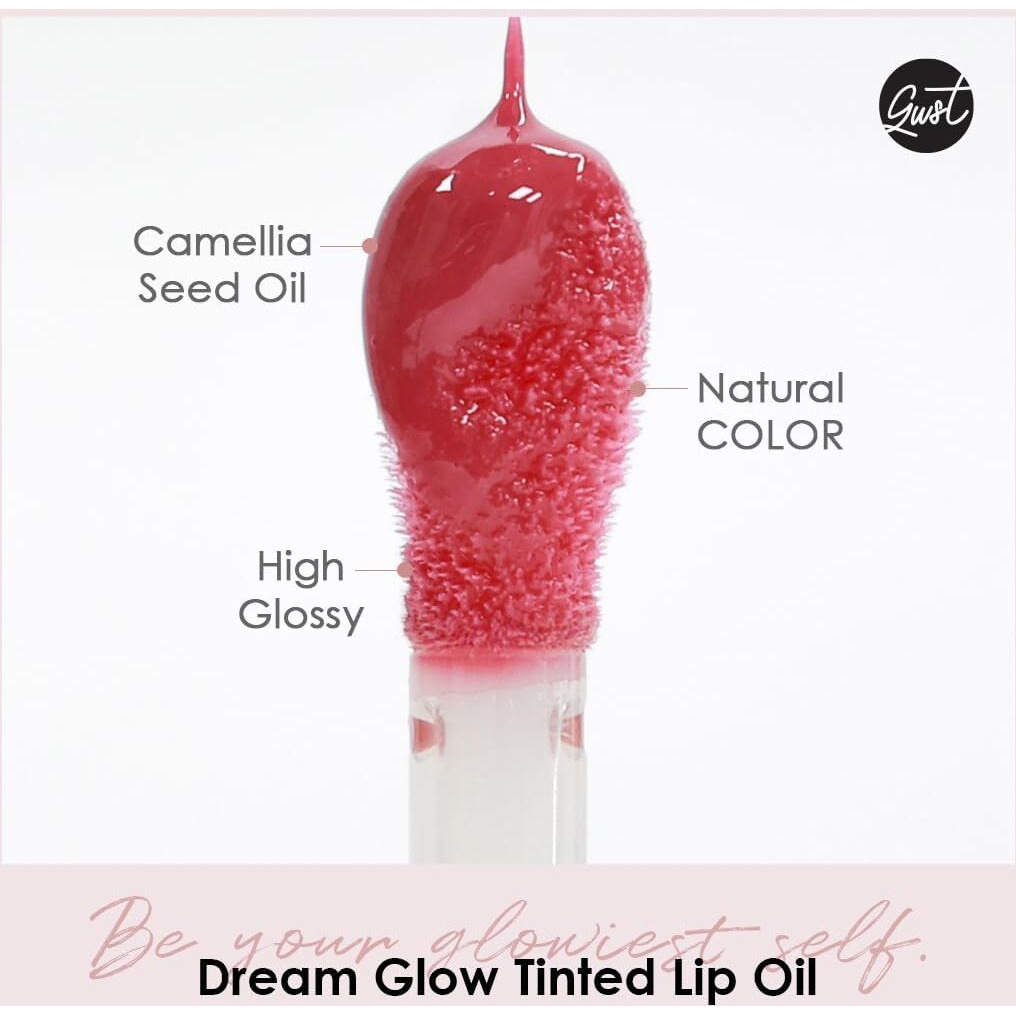 Glowiest Dream Glow Tinted Lip Oil  3-In-1 Formula Lip Gloss With A High Shine Finish, Non-Sticky Long Lasting | Korean Plumped Tinted Lip Oil - 0.19 Fl. Oz. 5.7 Ml (004 Rosewood, Original)