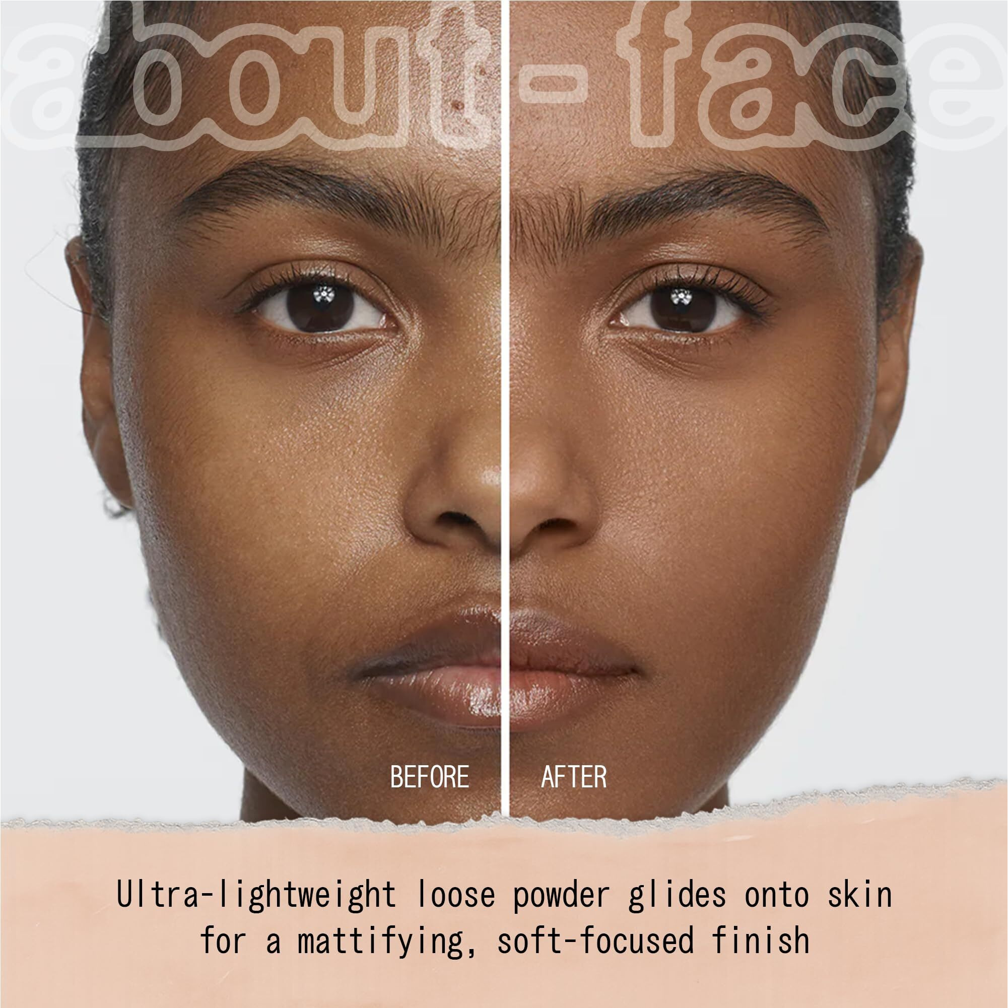 About-Face Curtain Call Set & Smooth Loose Powder Applause - Lightweight, Oil-Absorbing Setting Powder With Rice Starch & Corn-Based Talc Alternative - Vegan, Cruelty-Free - 0.35Oz (Deep)