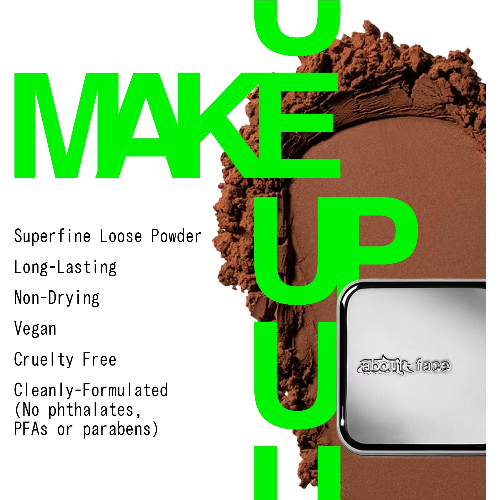 About-Face Curtain Call Set & Smooth Loose Powder Applause - Lightweight, Oil-Absorbing Setting Powder With Rice Starch & Corn-Based Talc Alternative - Vegan, Cruelty-Free - 0.35Oz (Deep)