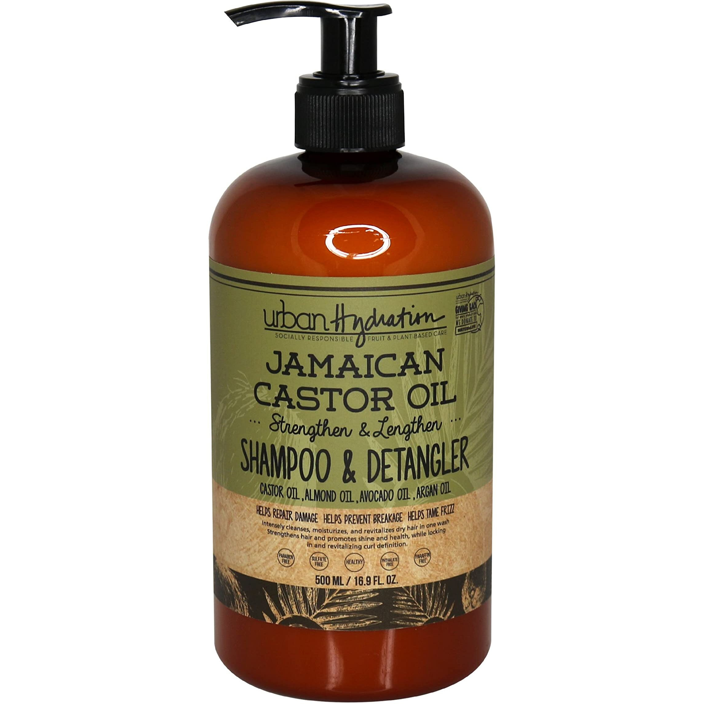 Urban Hydration Jamaican Castor Oil Shampoo And Detangler | Sulfate, Paraben And Dye Free, Cleanses, Hydrates And Repairs Damage For Soft, Strong And Shiny Hair, All Hair Types, 16.9 Fl Ounces