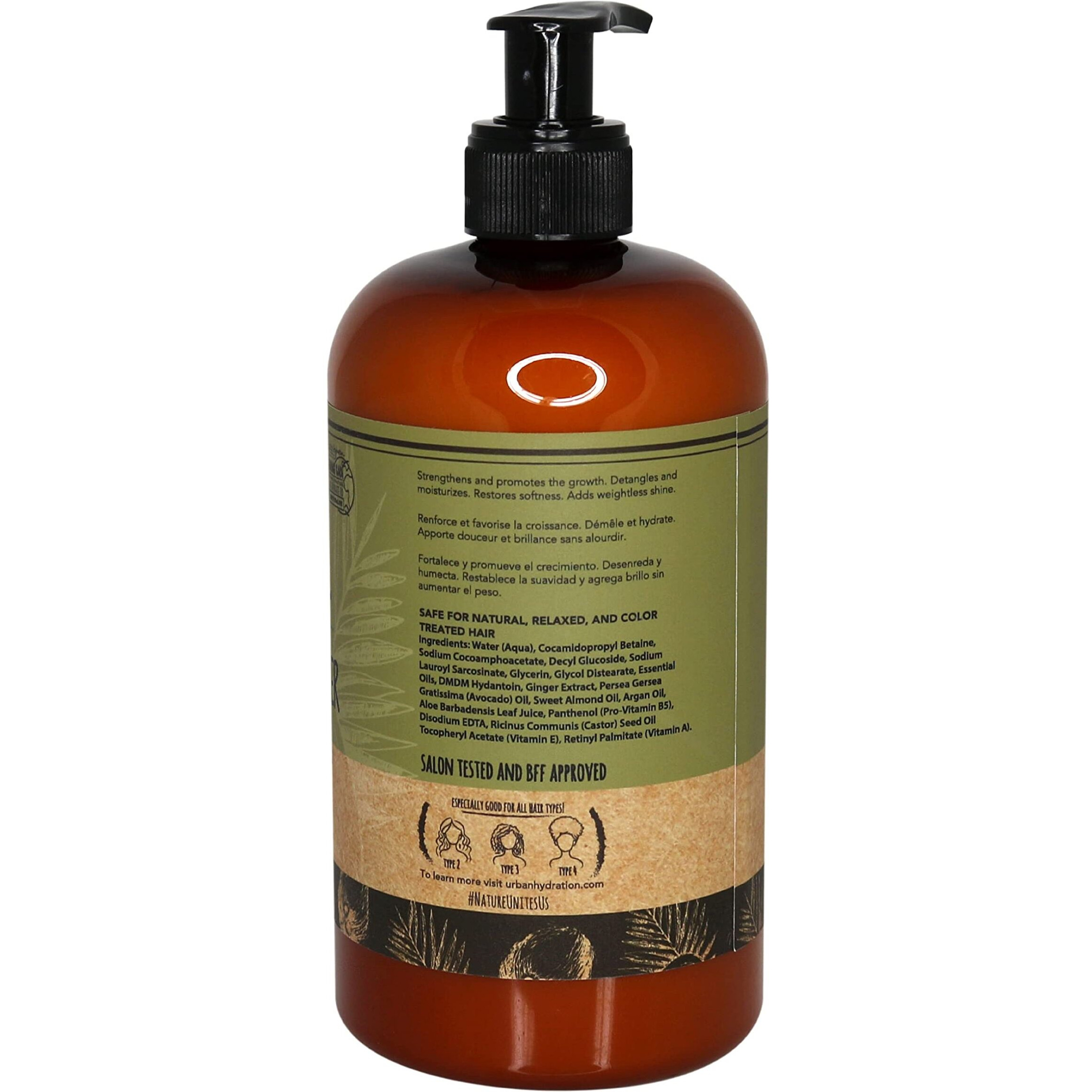Urban Hydration Jamaican Castor Oil Shampoo And Detangler | Sulfate, Paraben And Dye Free, Cleanses, Hydrates And Repairs Damage For Soft, Strong And Shiny Hair, All Hair Types, 16.9 Fl Ounces
