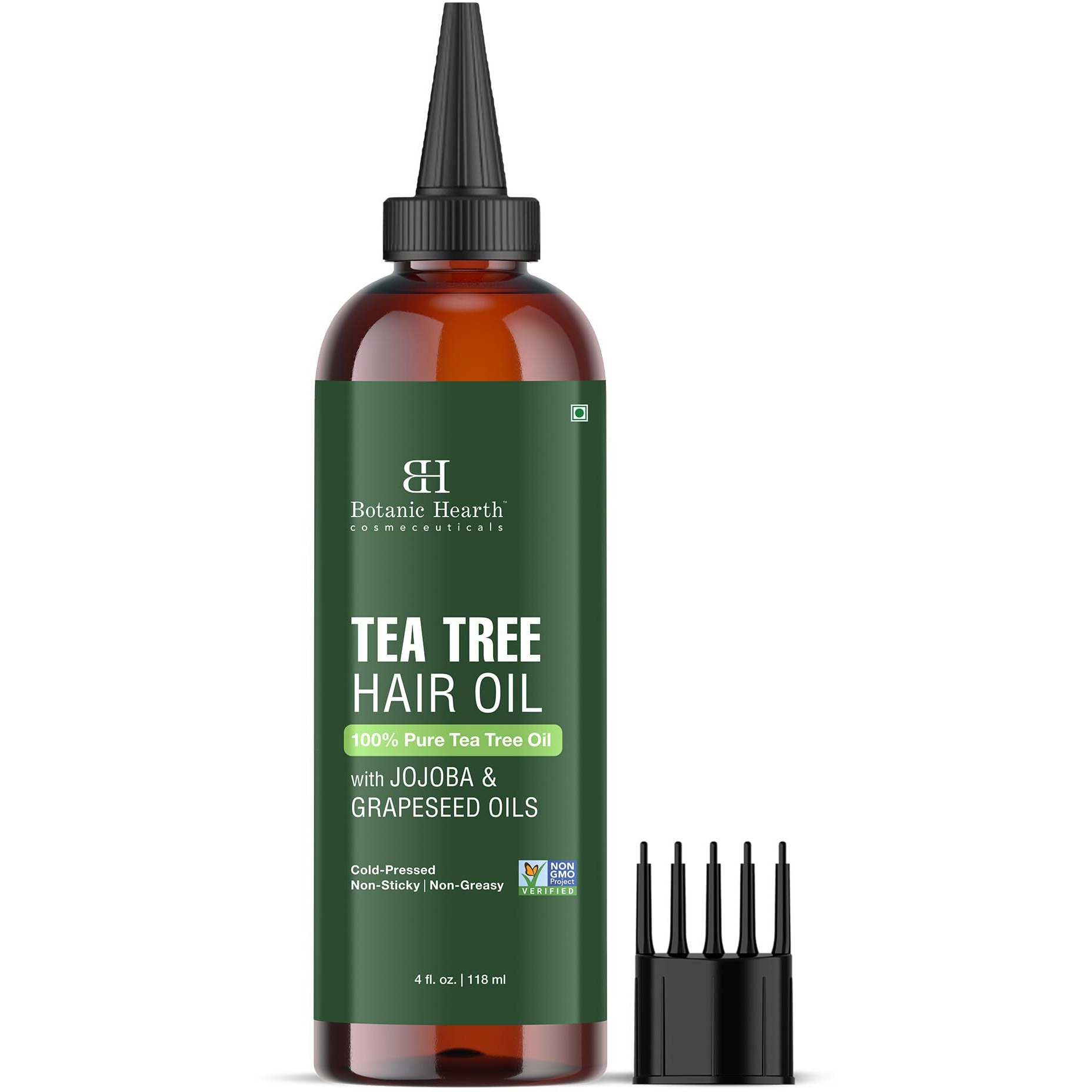 Botanic Hearth Tea Tree Oil For Hair (4 Fl Oz) | With Jojoba & Grapeseed Oils | Soothes Itchy Scalp & Fights Dandruff | Non Gmo Verified