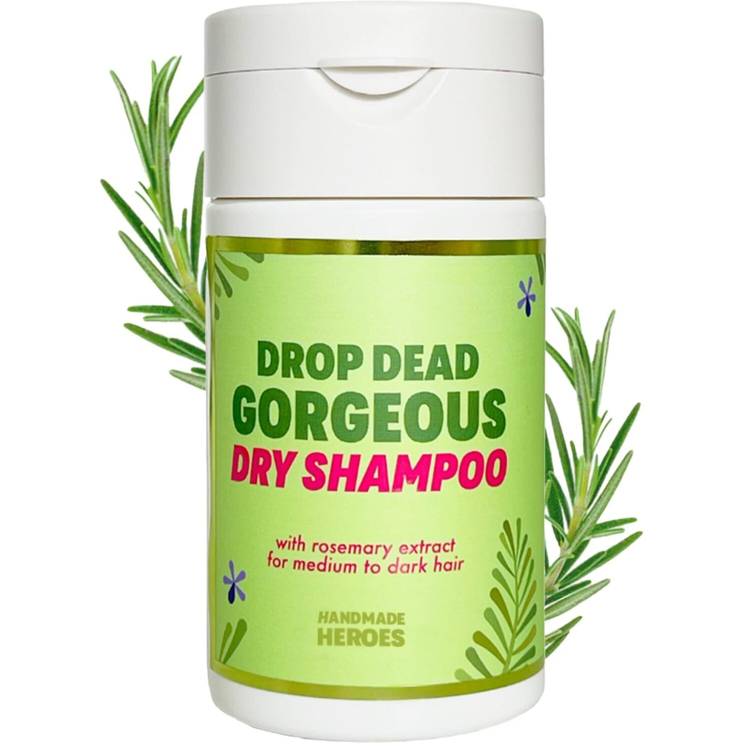 Handmade Heroes Dry Shampoo With Rosemary Oil For Hair Growth Healthier Looking Hair Volumizing Non Aerosol Drop Dead Gorgeous Dry Shampoo Rosemary 1.8Oz (Medium To Dark 1Pc)
