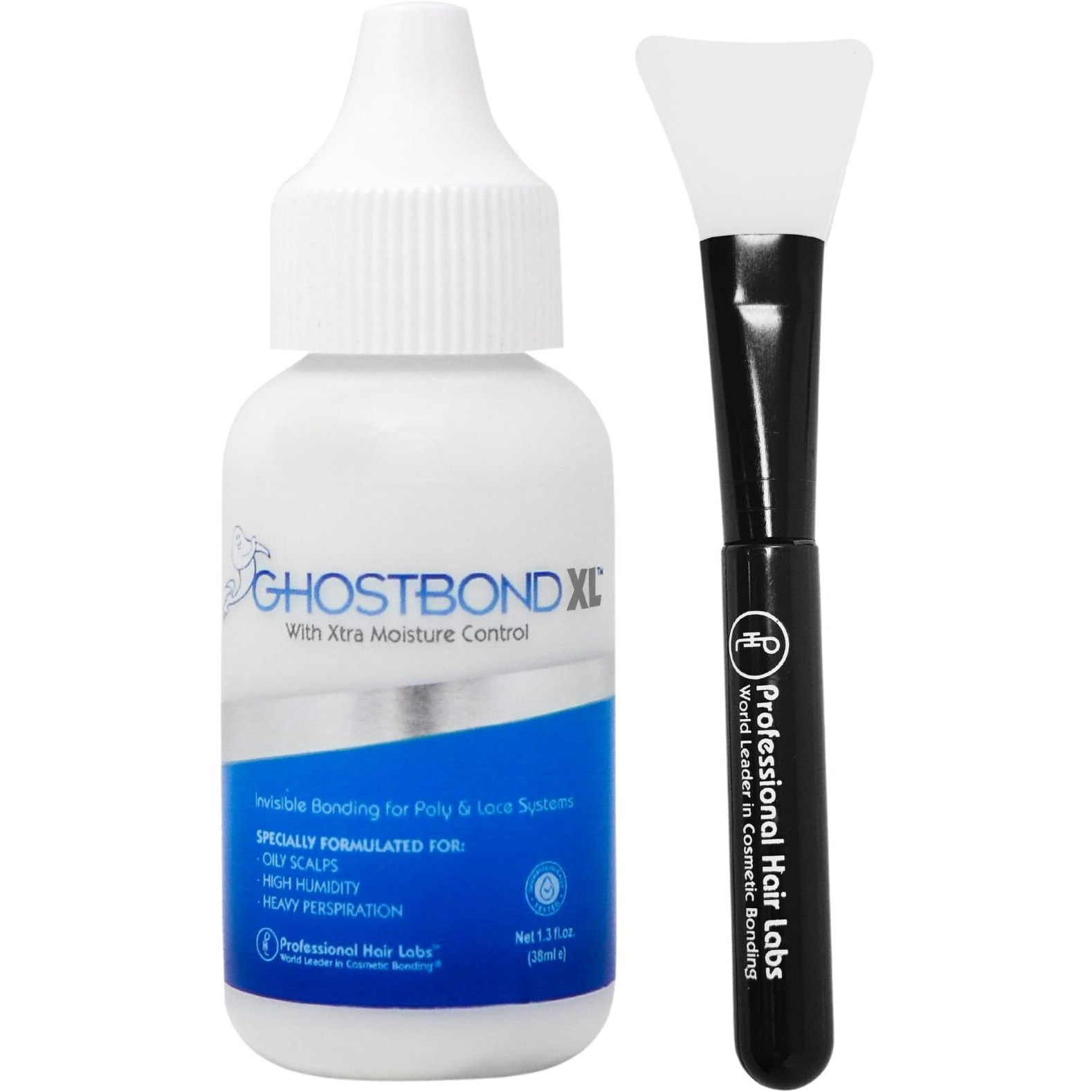 Ghostbond Xl Hair Replacement Adhesive 1.3Oz & Silicone Applicator - Invisible Lace Wig Glue, Water & Oil-Resistant, Non-Toxic, Easy Application For Lace Wigs & Hair Systems