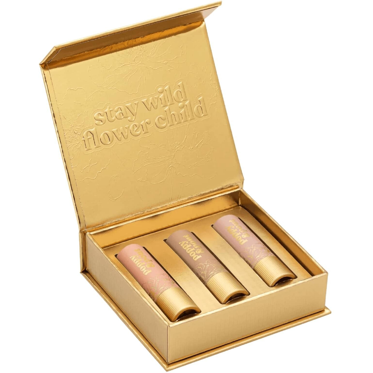 Poppy & Pout All Natural Lip Tints, Sustainable Cardboard Tubes, Hand-Filled, Beeswax, Vitamin E, Coconut Oil, Cruelty Free (Love & Light Shades Trio)