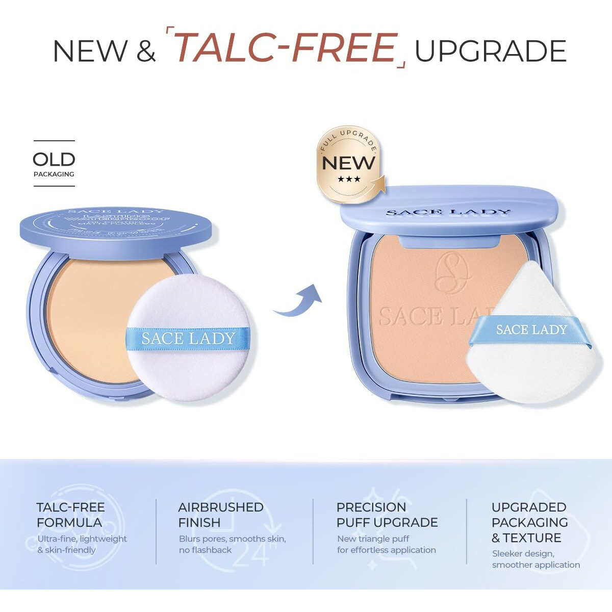 Sace Lady Face Powder Waterproof Setting Makeup, Talc-Free Oil Control Pressed Powder Compact For Women, Blurring Pores Matte Long Lasting Up To 24 Hours, Cruelty-Free (05 Pink, 0.35Oz)