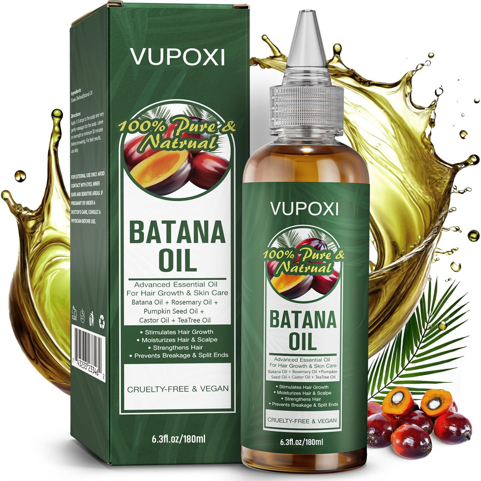5-In-1 Batana Oil For Hair Growth | Liquid Blend With Rosemary, Pumpkin, Tea Tree, Castor Oil - 180Ml (6.3 Fl.Oz)