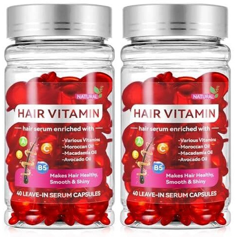 Hair Serum Capsules, Hair Vitamins,80 Pcs Hair Vitamin Serum Capsule,Nutrifold For Women Hair, Restores Dry Frizzy Hair, Hair Oil Capsules With Moroccan/Macadamia/Avocado Oil For Hair Repair
