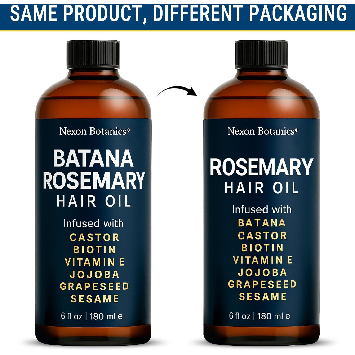 Nexon Botanics Rosemary Oil For Hair Growth 6 Fl Oz - Natural Scalp And Hair Oil With Batana, Castor, Biotin, Vitamin E, Grapeseed, Jojoba, Sesame - Aceite De Romero Y Batana