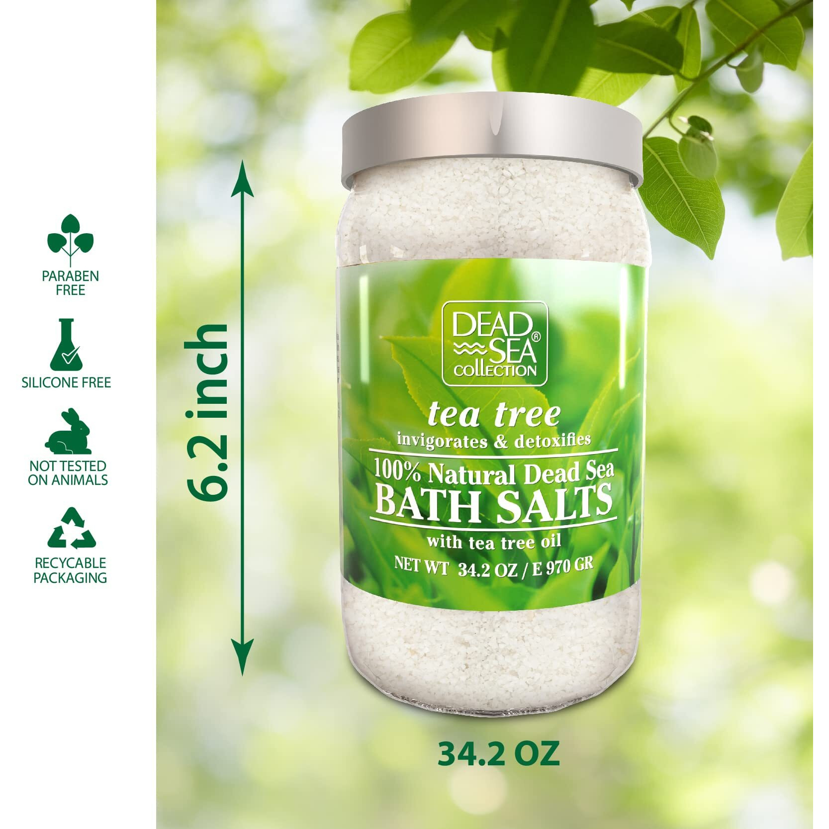 Dead Sea Collection Bath Salts With Tea Tree - Pure Dead Sea Salt And Tea Tree Oil - Nourishing Soothing And Relaxing Skin And Muscle - 34.2 Oz