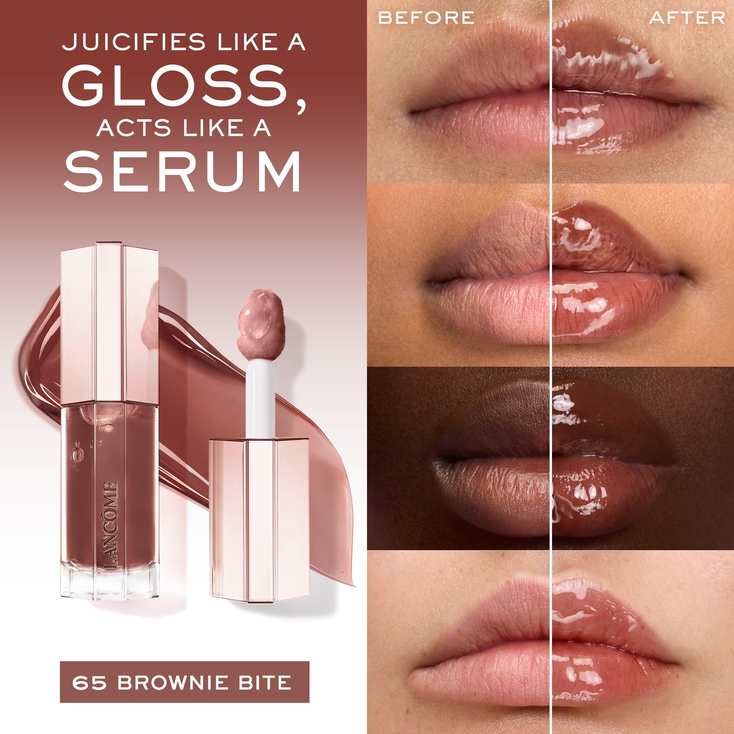 Lancme Lip Idle Juicytreat Oil-In-Gloss -24Hr Hydrating Gloss With Squalane For Instant Shine - 65 Brownie Bite