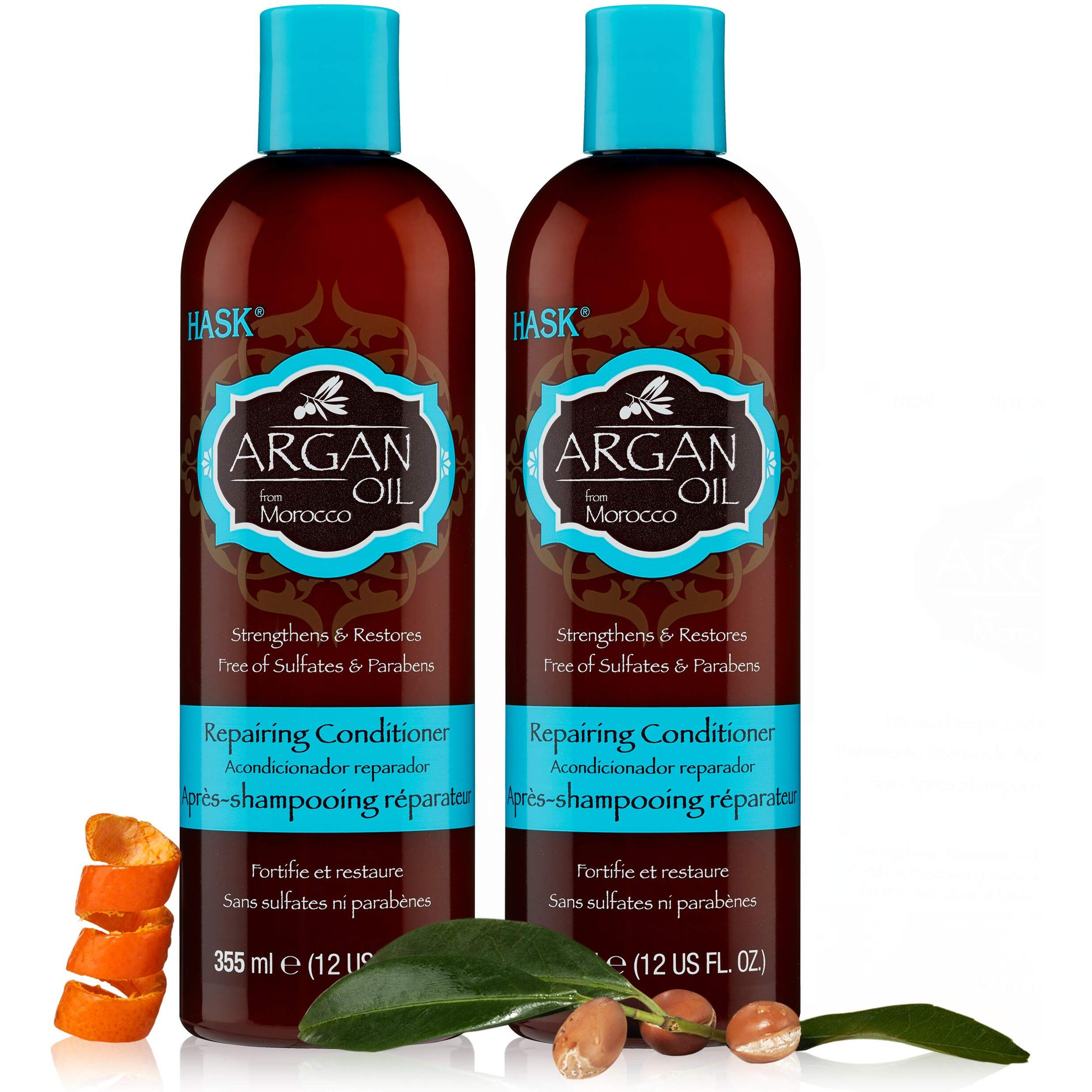 Hask Argan Oil Conditioner, 2 Count - Sulfate-Free, Gluten-Free, Paraben-Free, Unscented, For All Hair Types - 24 Fl Oz