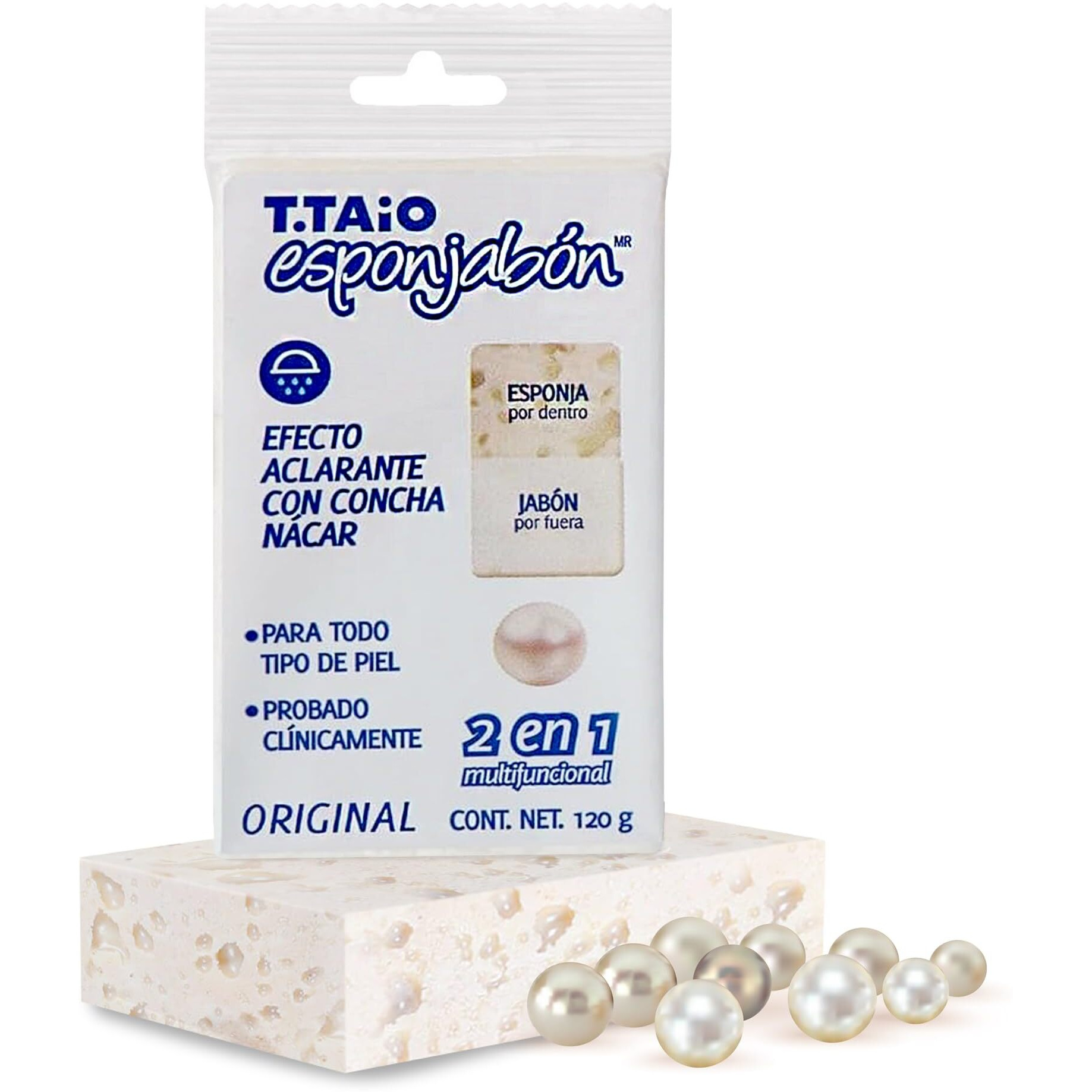 T.Taio Esponjabon Mother Of Pearl, Coffee And Pore-Cleansing Soap Sponges Shower Scrubbers That Remove Oil And Dirt - Sponges To Scrub Foot, Elbow, And Face Bathroom Accessories Fresh Scent (3-Pack)