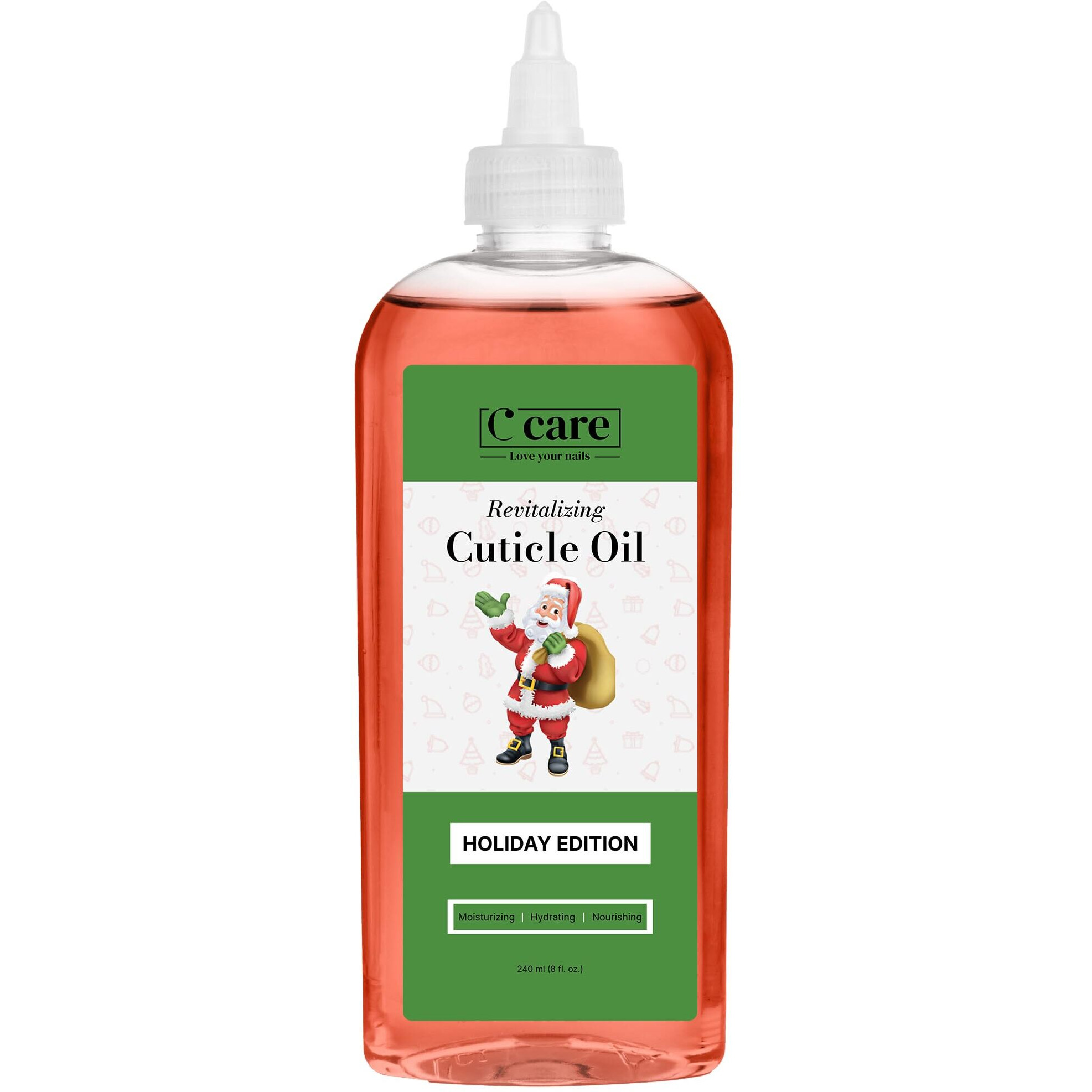 C Care Holiday Edition Cuticle Oil For Nails - Repairs Cuticles Overnight - Moisturizes And Strengthens Nails And Cuticles - Dropper & Brush Included - 8Oz