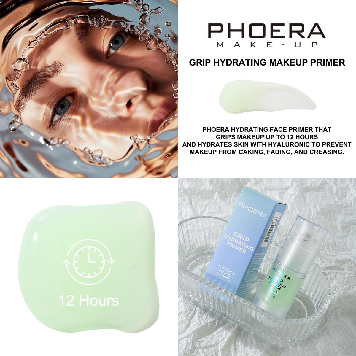 Phoera Primer,Pore Shrink Wrinkles Remove Fine Lines Hydration Oil Control Pro Makeup Primer. B-18Ml