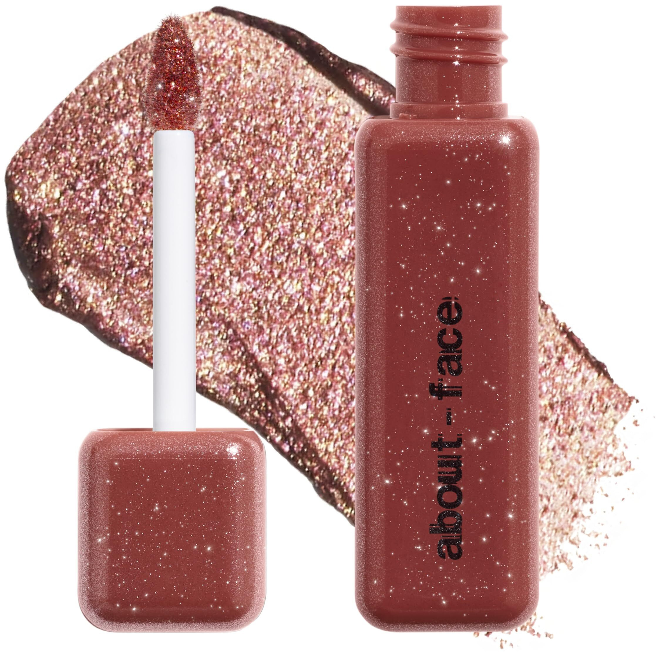 About-Face Fractal Glitter Eye Paint Digital Demise - Smudge-Proof, Long-Lasting Liquid Eyeshadow - Intense Sparkle With Mousse Texture - Vegan, Cruelty-Free, Marula Oil Infused - 0.13Oz (Cinnamon)