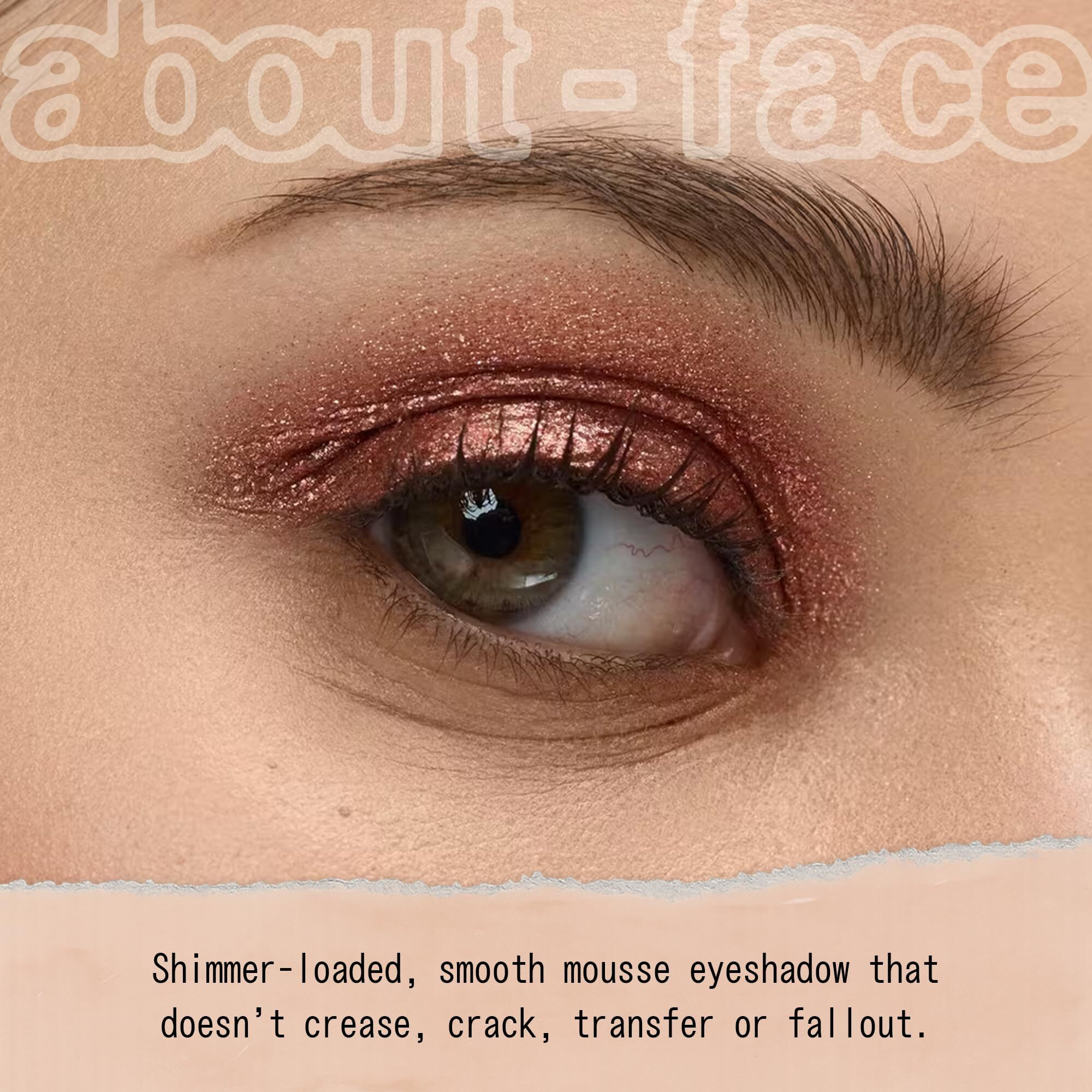 About-Face Fractal Glitter Eye Paint Digital Demise - Smudge-Proof, Long-Lasting Liquid Eyeshadow - Intense Sparkle With Mousse Texture - Vegan, Cruelty-Free, Marula Oil Infused - 0.13Oz (Cinnamon)