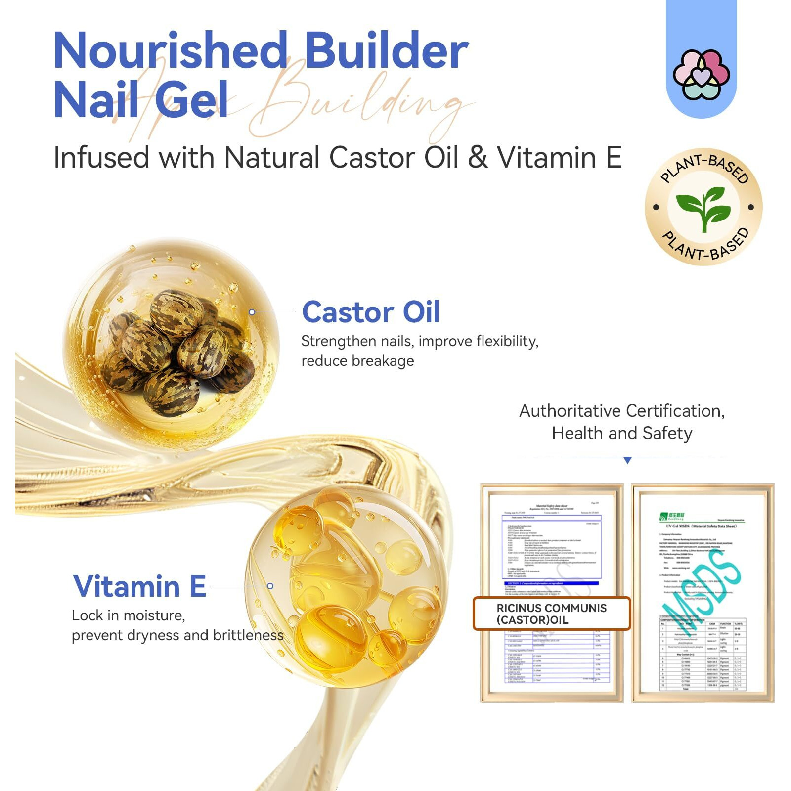 Savland Nude Builder Nail Gel 8 In 1 Gel Builder For Nail Thickening Harder Organic Castor Oil Ve Nails Strengthener Base Color Quick Extensions No Damaged Nails Salon Home Manicure