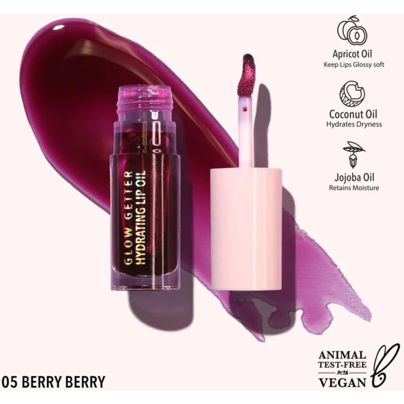 Moira Glow Getter Hydrating Lip Oil (005, Berry Berry)